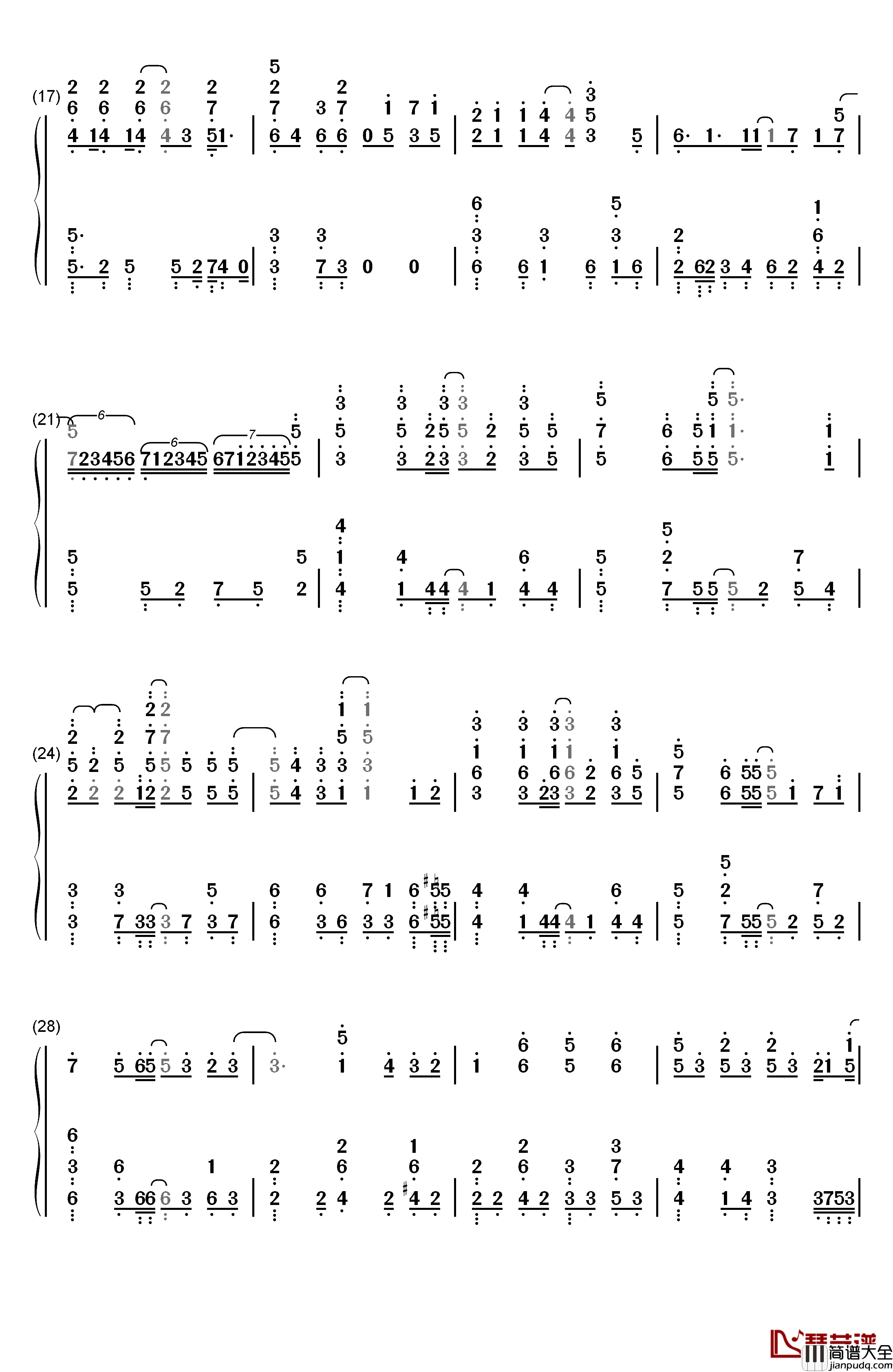 グレイ钢琴简谱_数字双手_sajou_no_hana