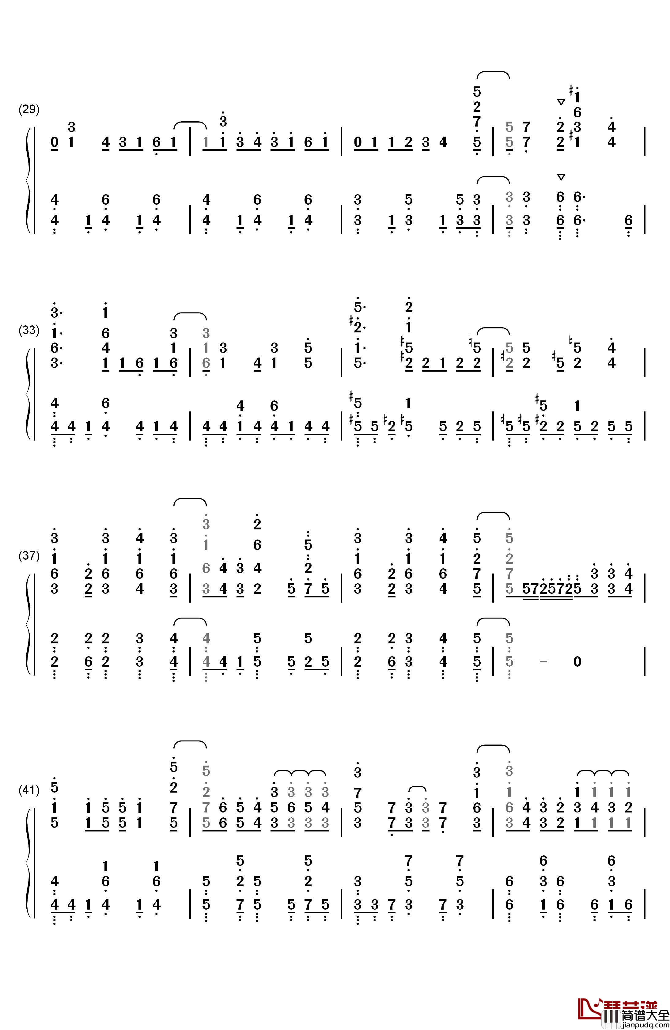 ノーポイッ!钢琴简谱_数字双手_Petit_Rabbit's