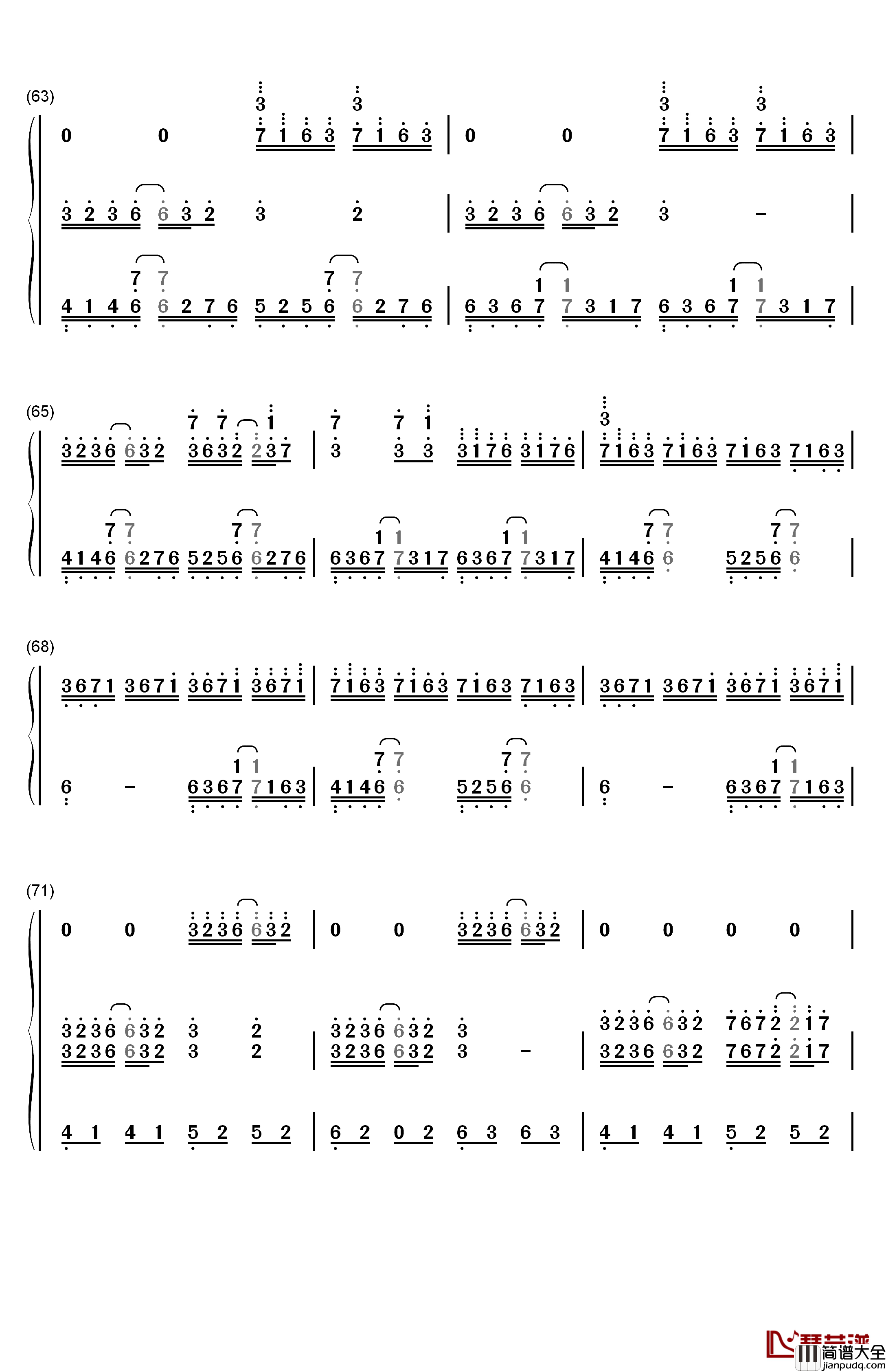 情书钢琴简谱_数字双手_DJ_Okawari