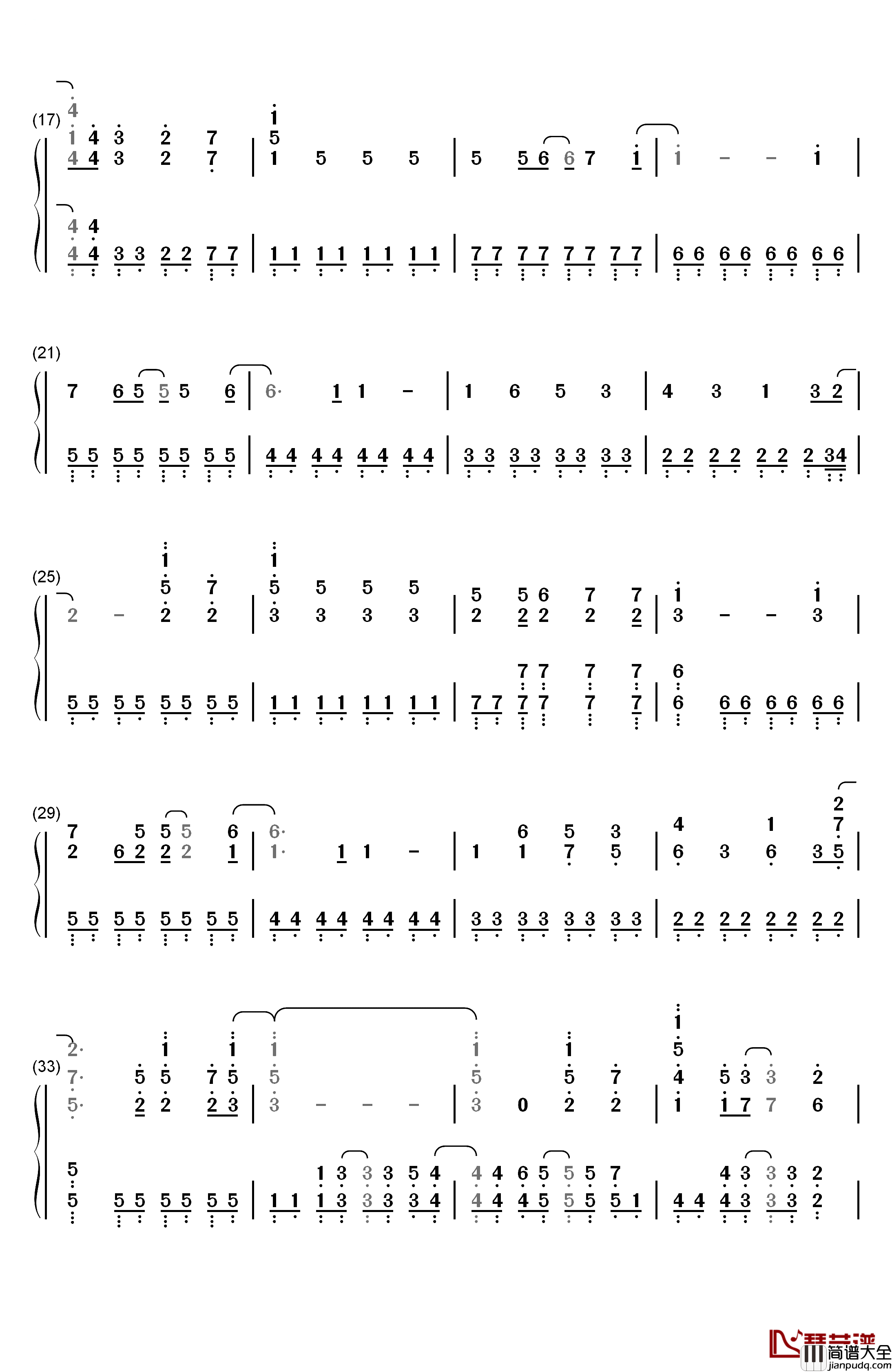 決めたよHand_in_Hand钢琴简谱_数字双手_高海千歌_樱内梨子_渡边曜