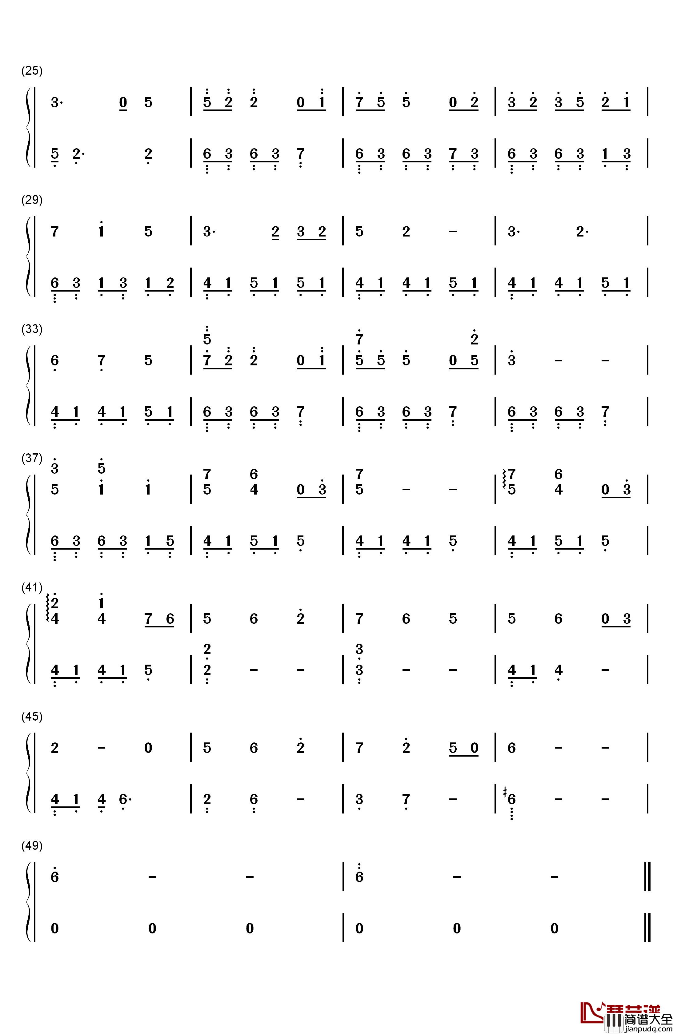 棘钢琴简谱_数字双手_MANYO