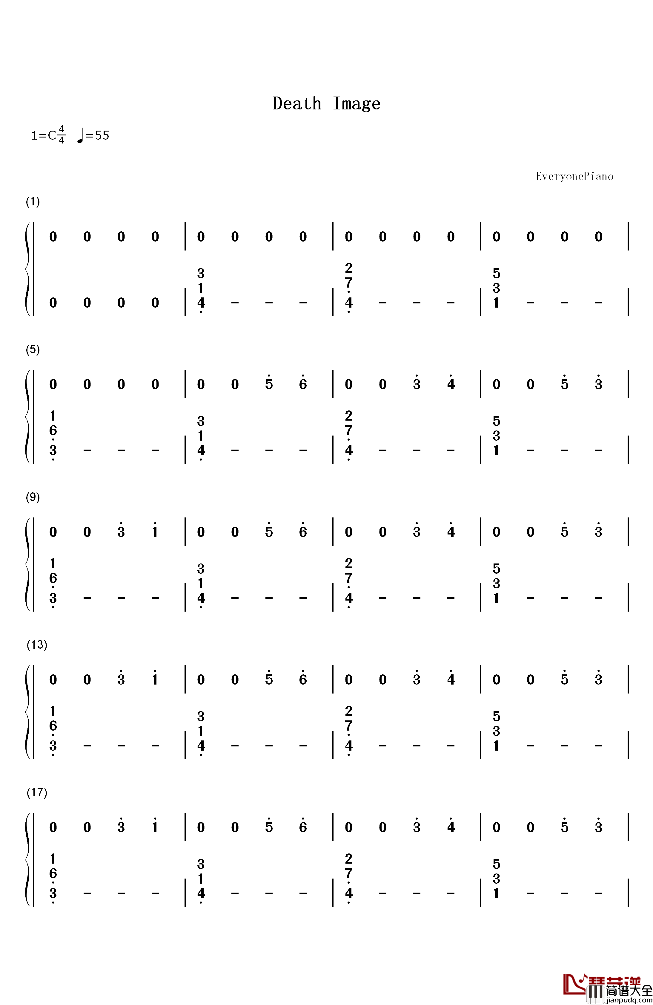 Death_Image钢琴简谱_数字双手_谷内秀樹