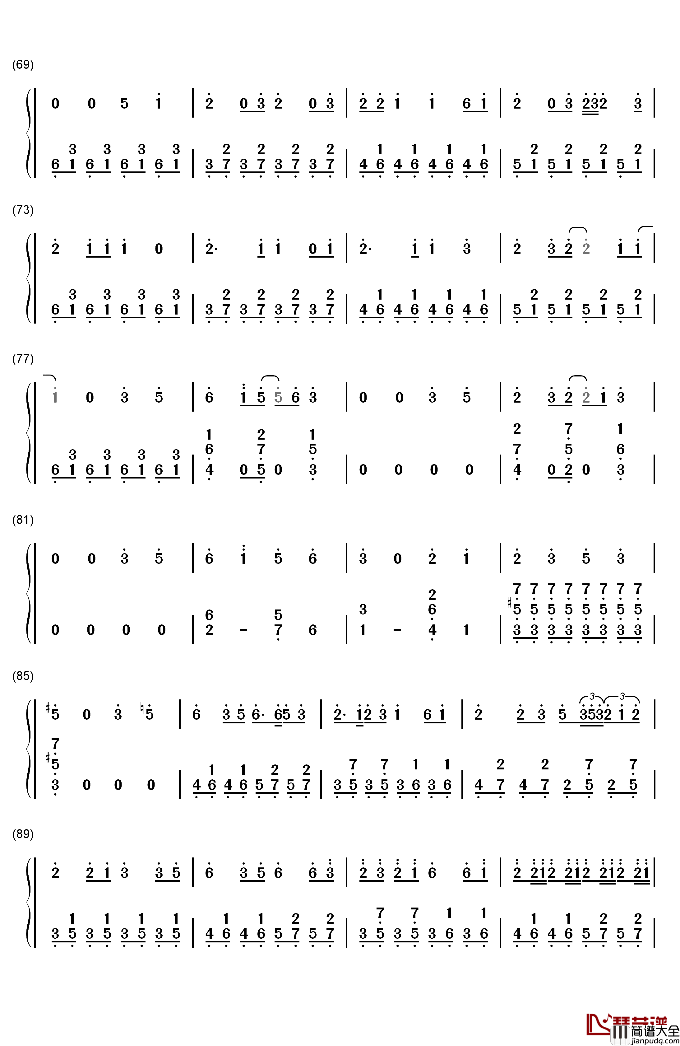 六兆年と一夜物語钢琴简谱_数字双手_Kemu