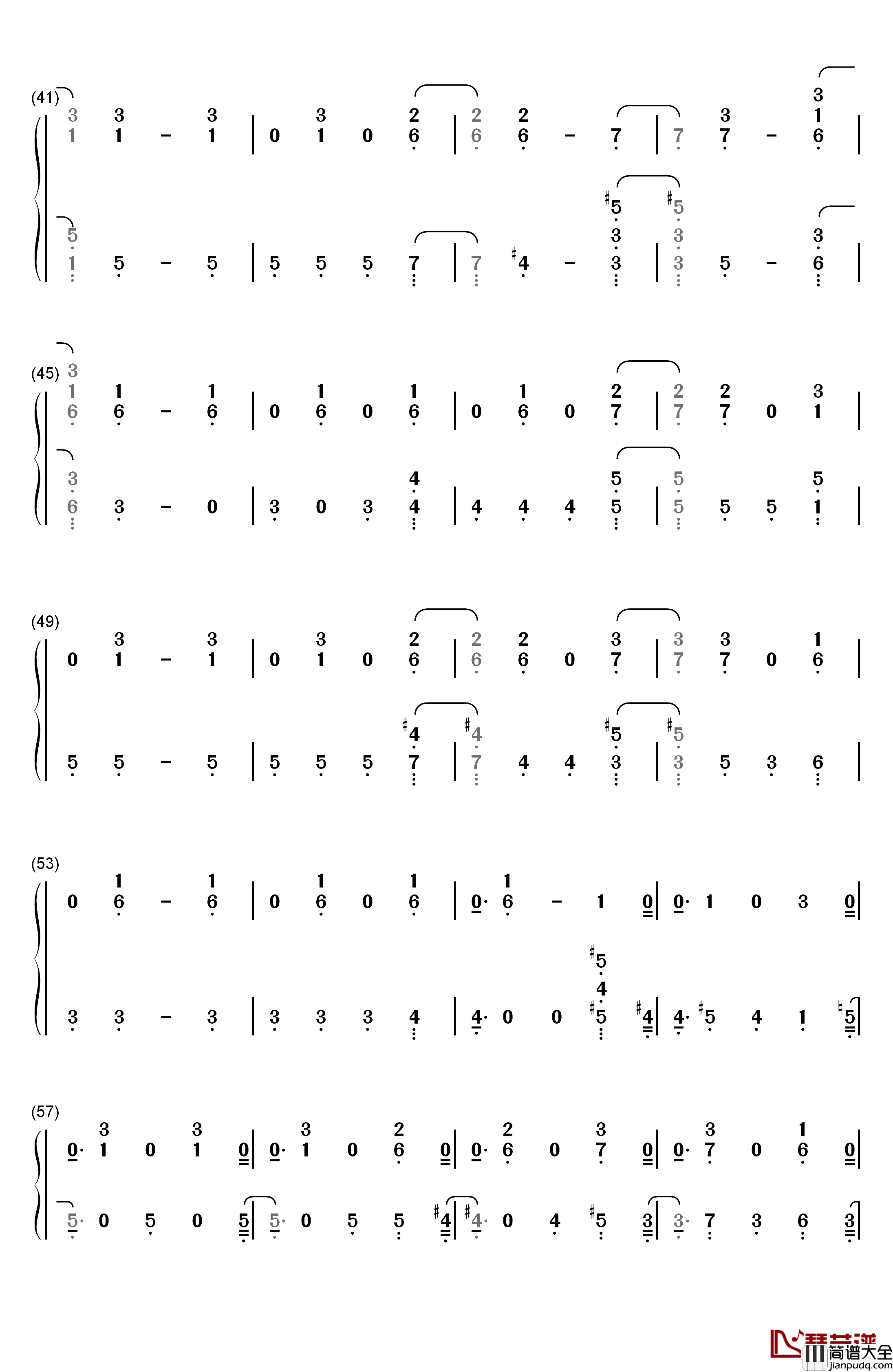 Free_Me钢琴简谱_数字双手_Sia