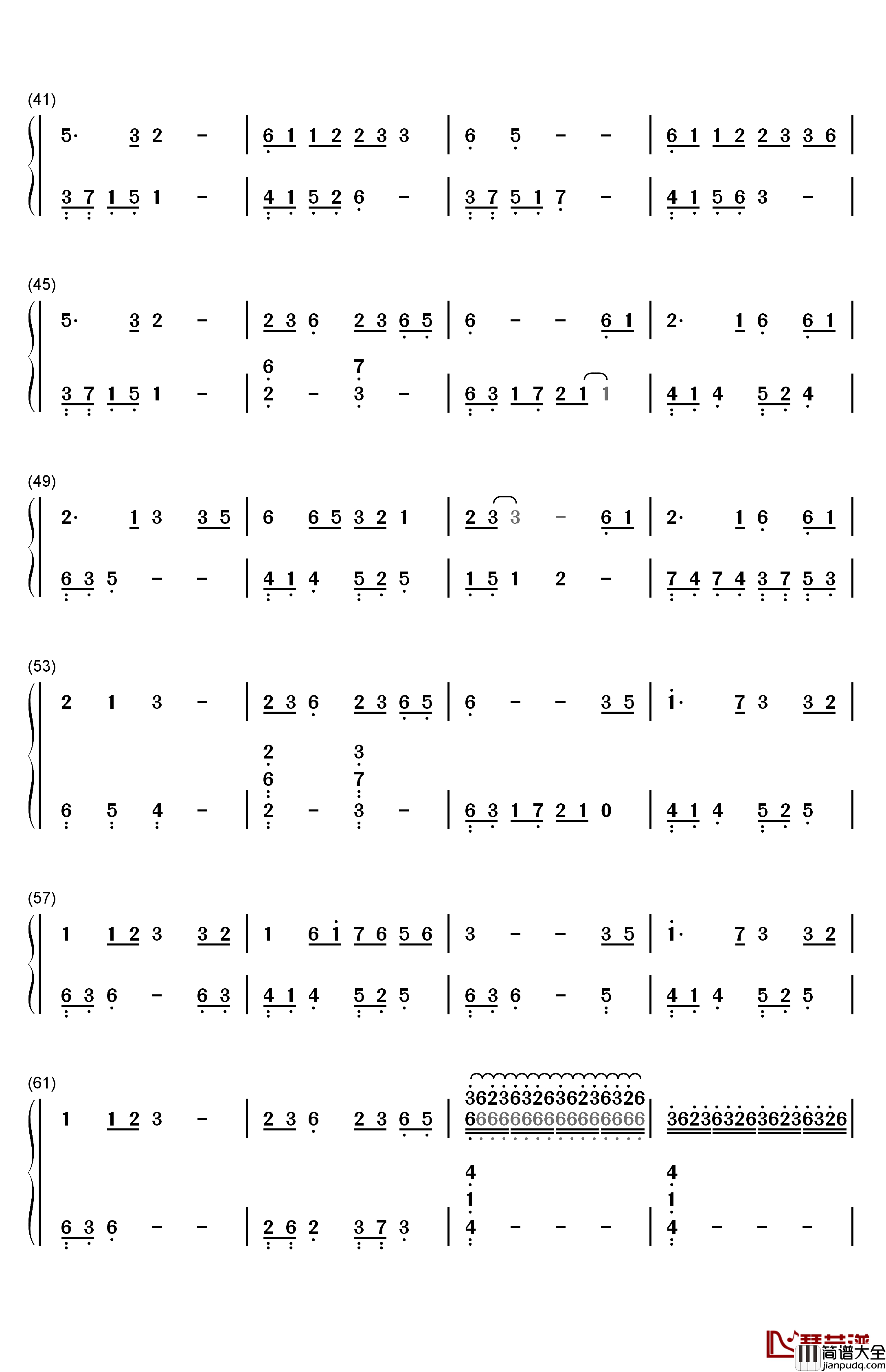 大鱼钢琴简谱_数字双手_周深