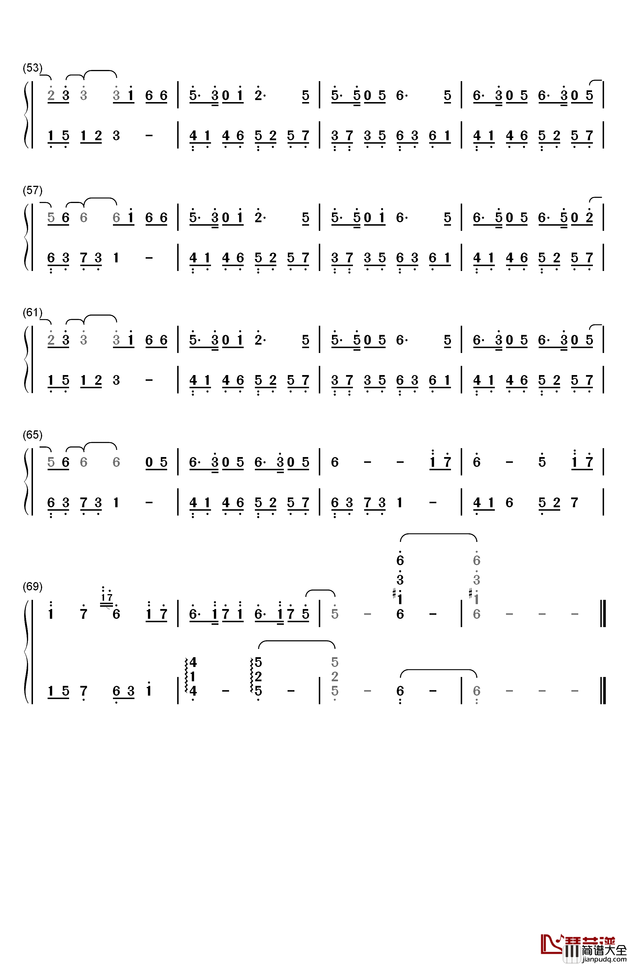 离人愁钢琴简谱_数字双手_李袁杰
