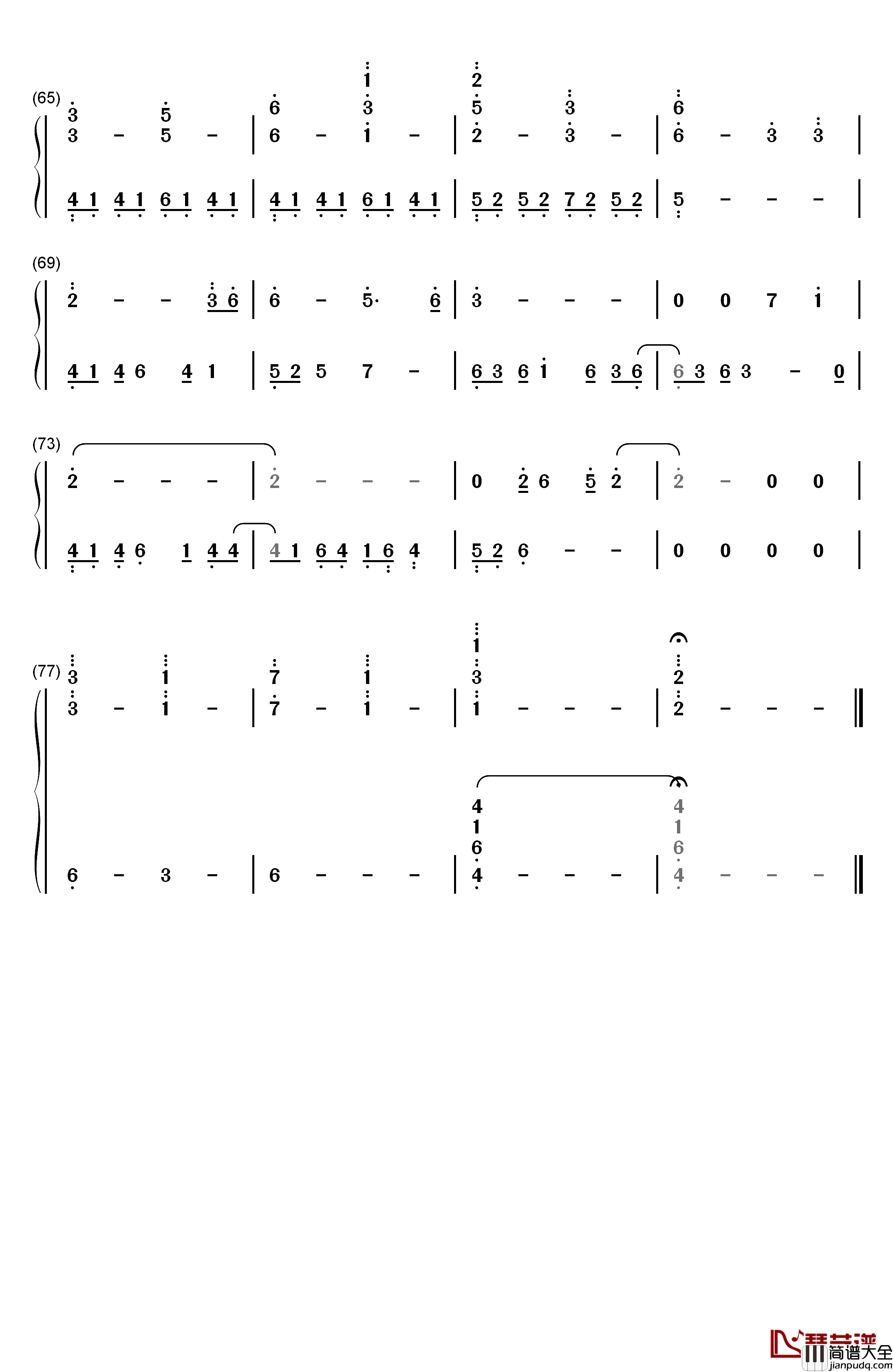 Glassy_Sky钢琴简谱_数字双手_Donna_Burke