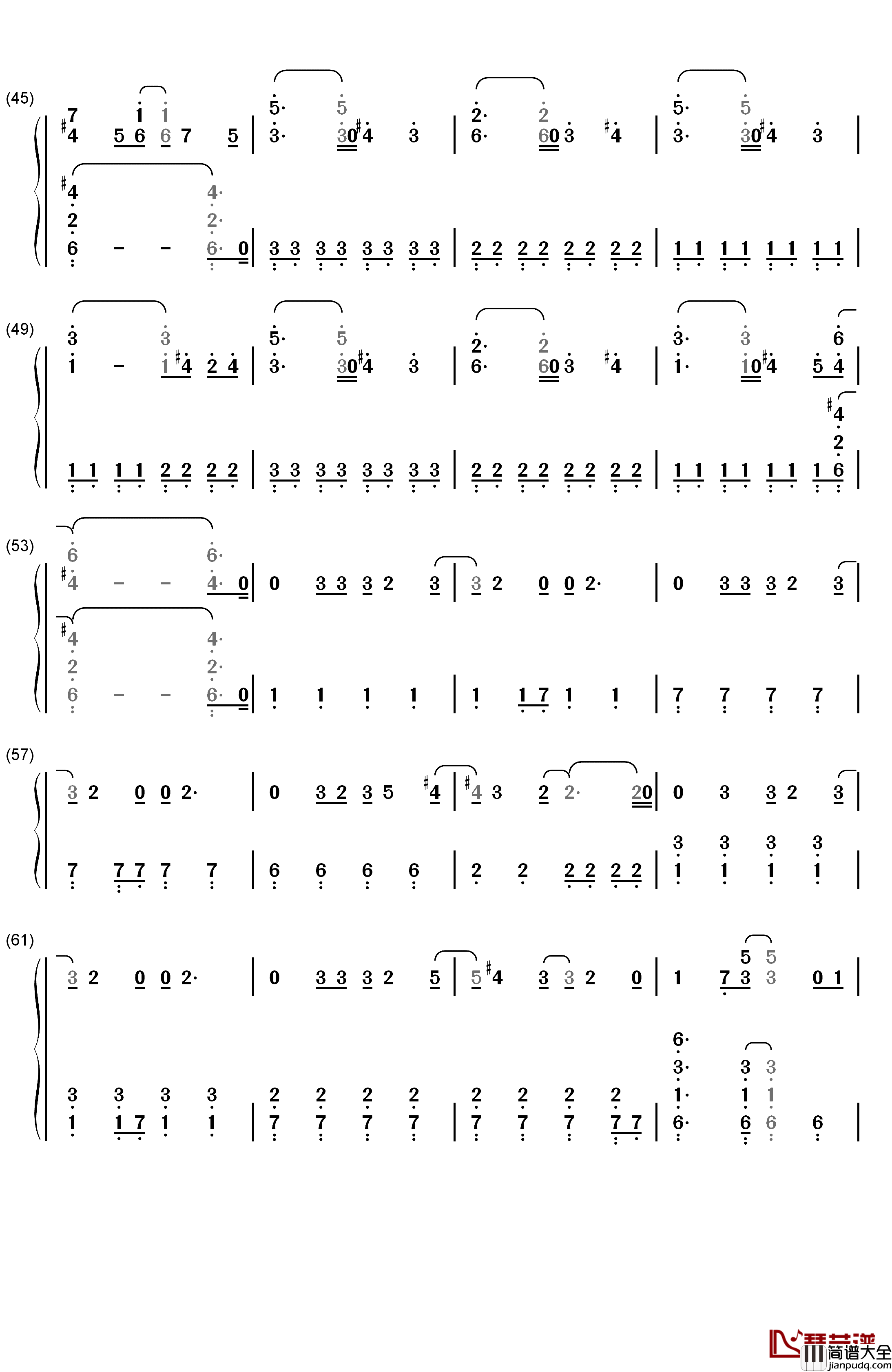 僕はいない钢琴简谱_数字双手_NMB48
