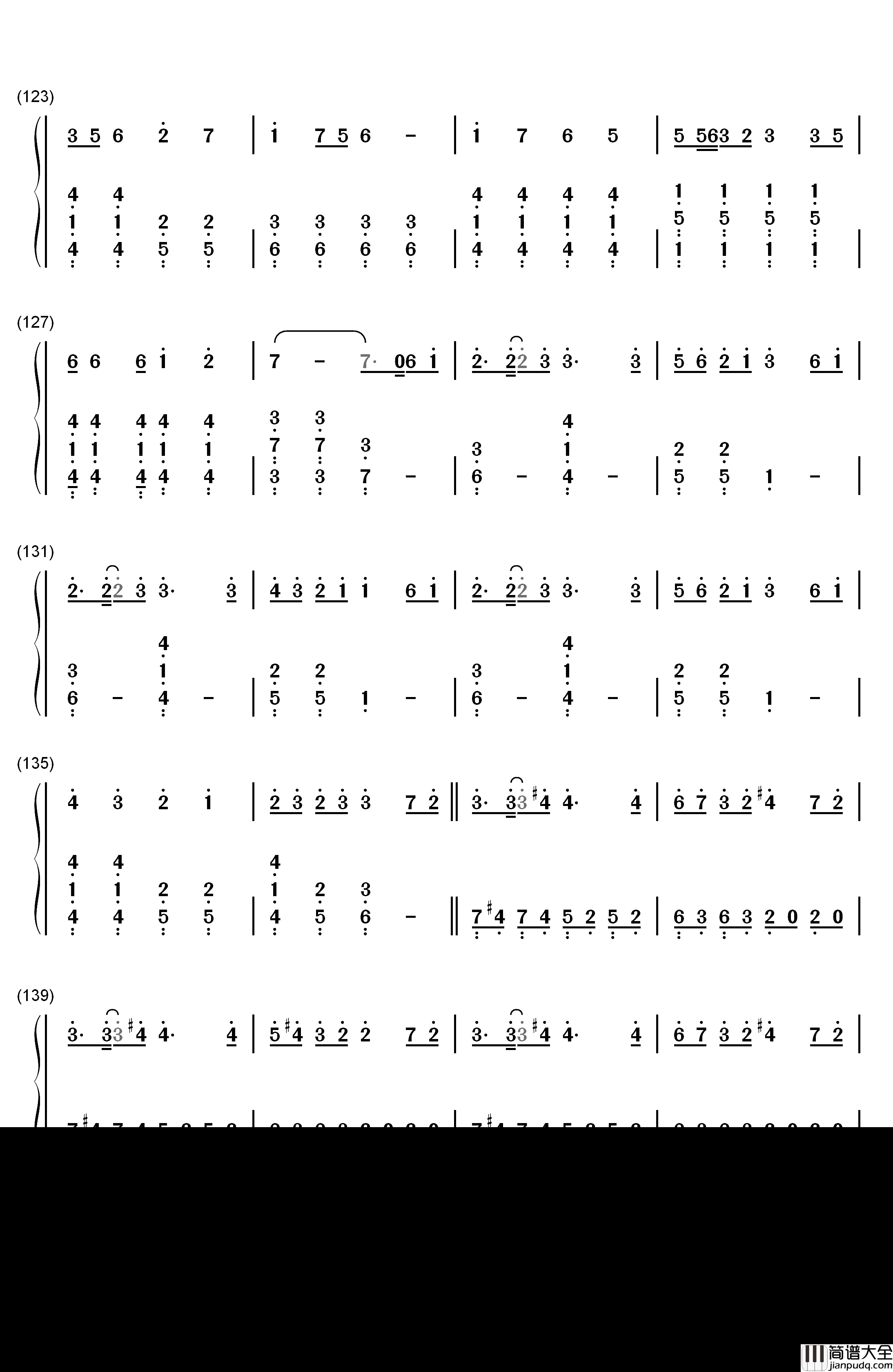 千本樱简单版钢琴简谱_数字双手_初音未来