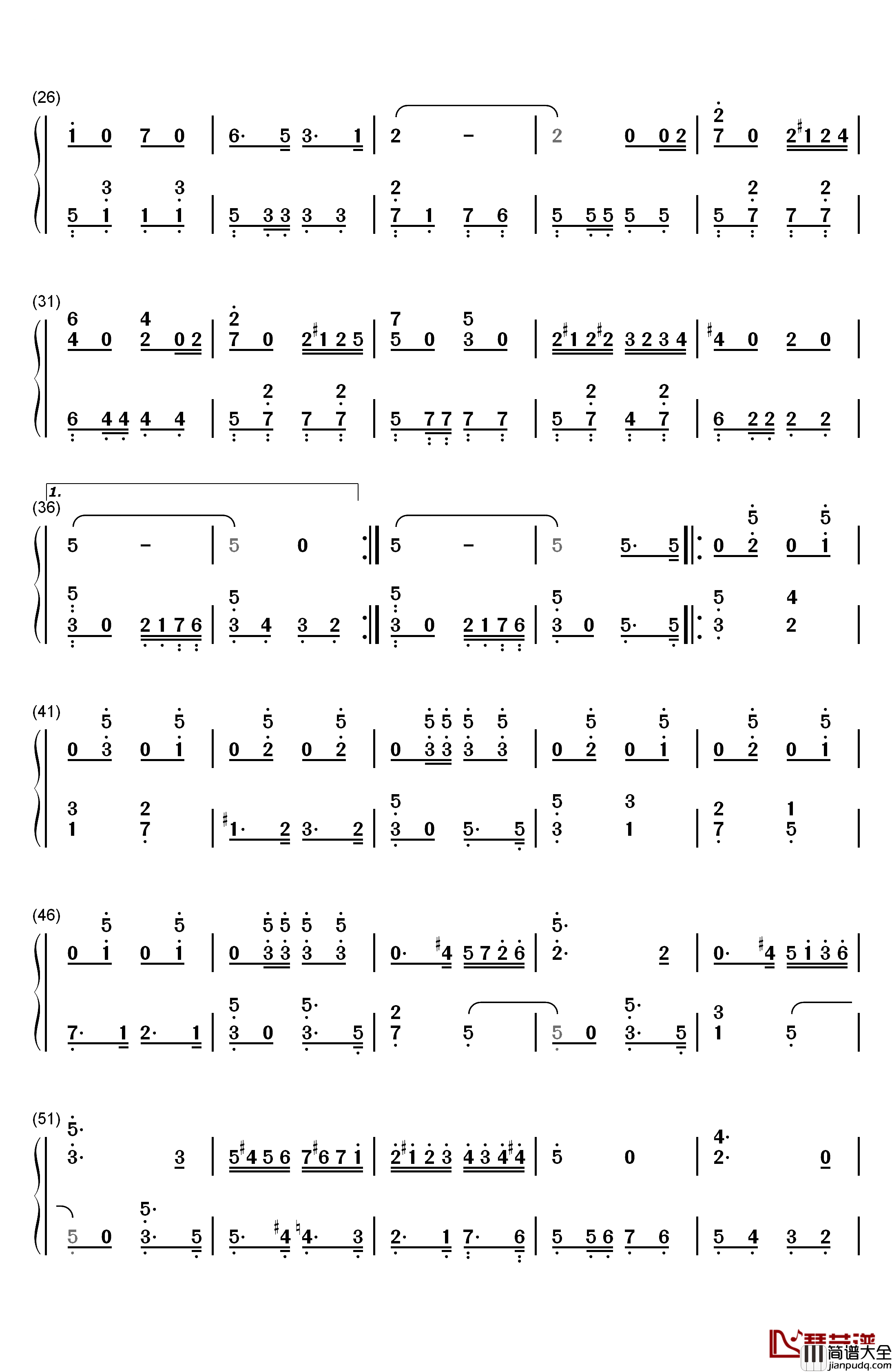 旧友进行曲钢琴简谱_数字双手_卡尔·泰克