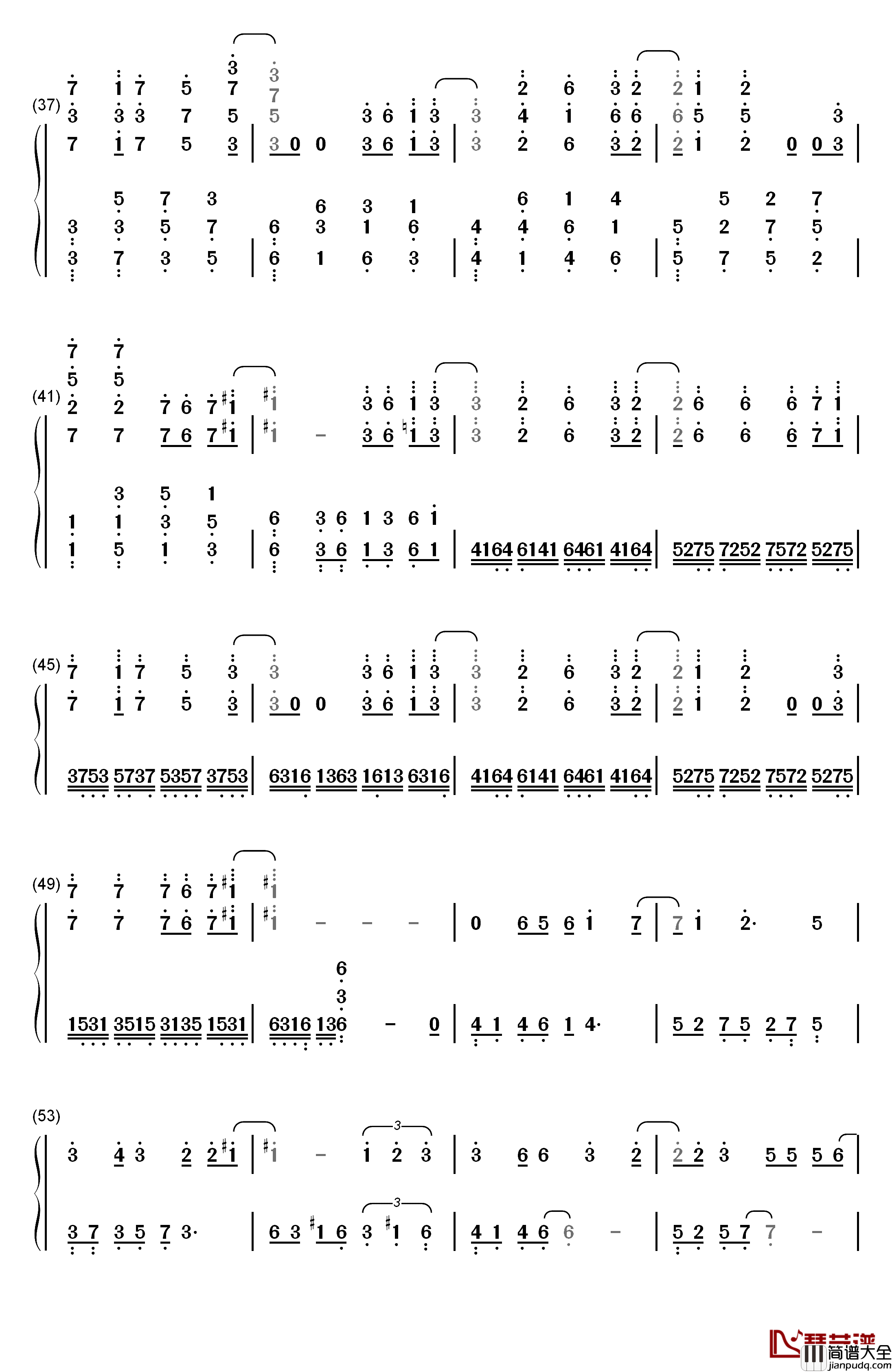Skyreach钢琴简谱_数字双手_雨宫天