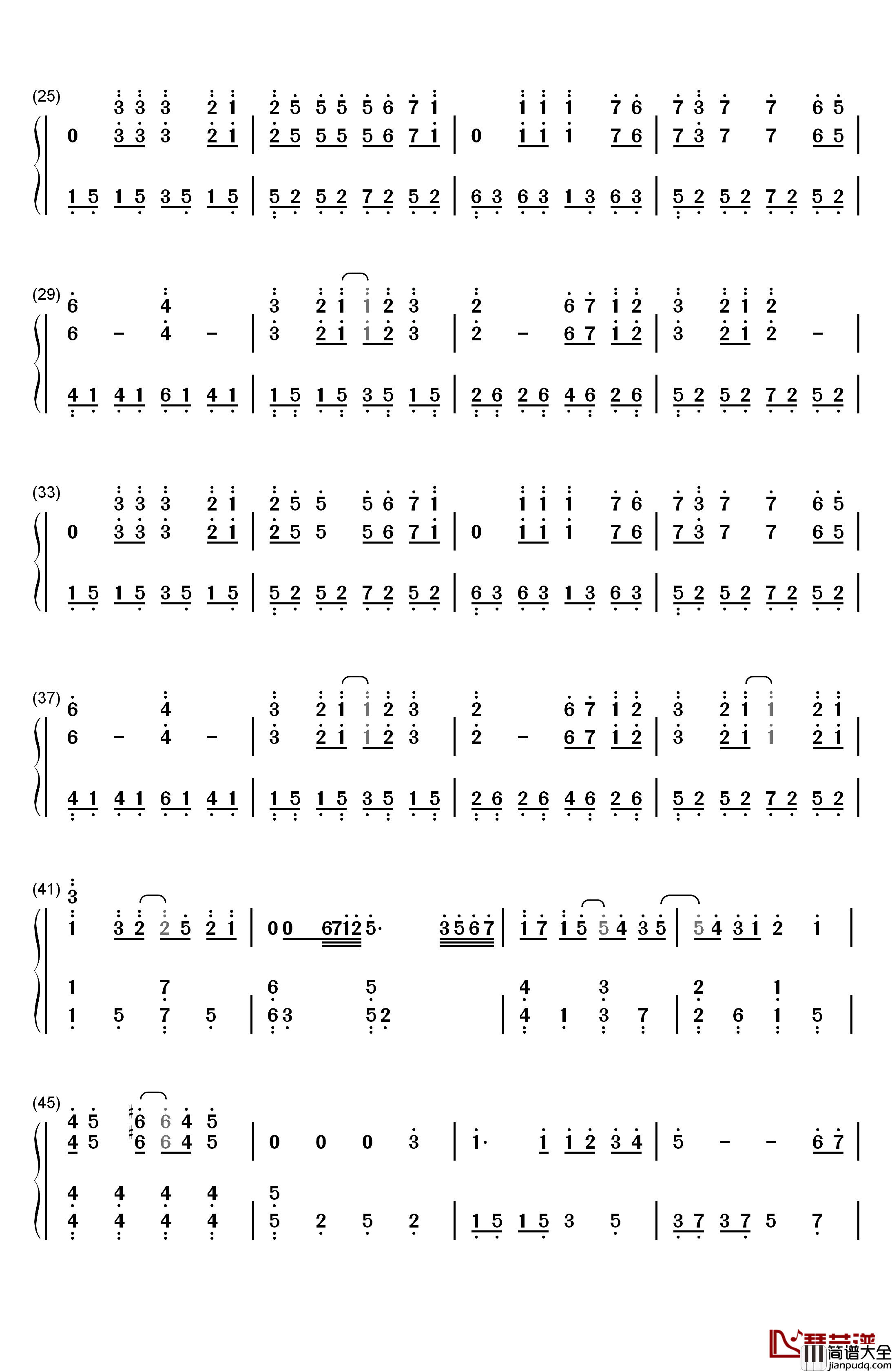 一双手钢琴简谱_数字双手_林奕匡