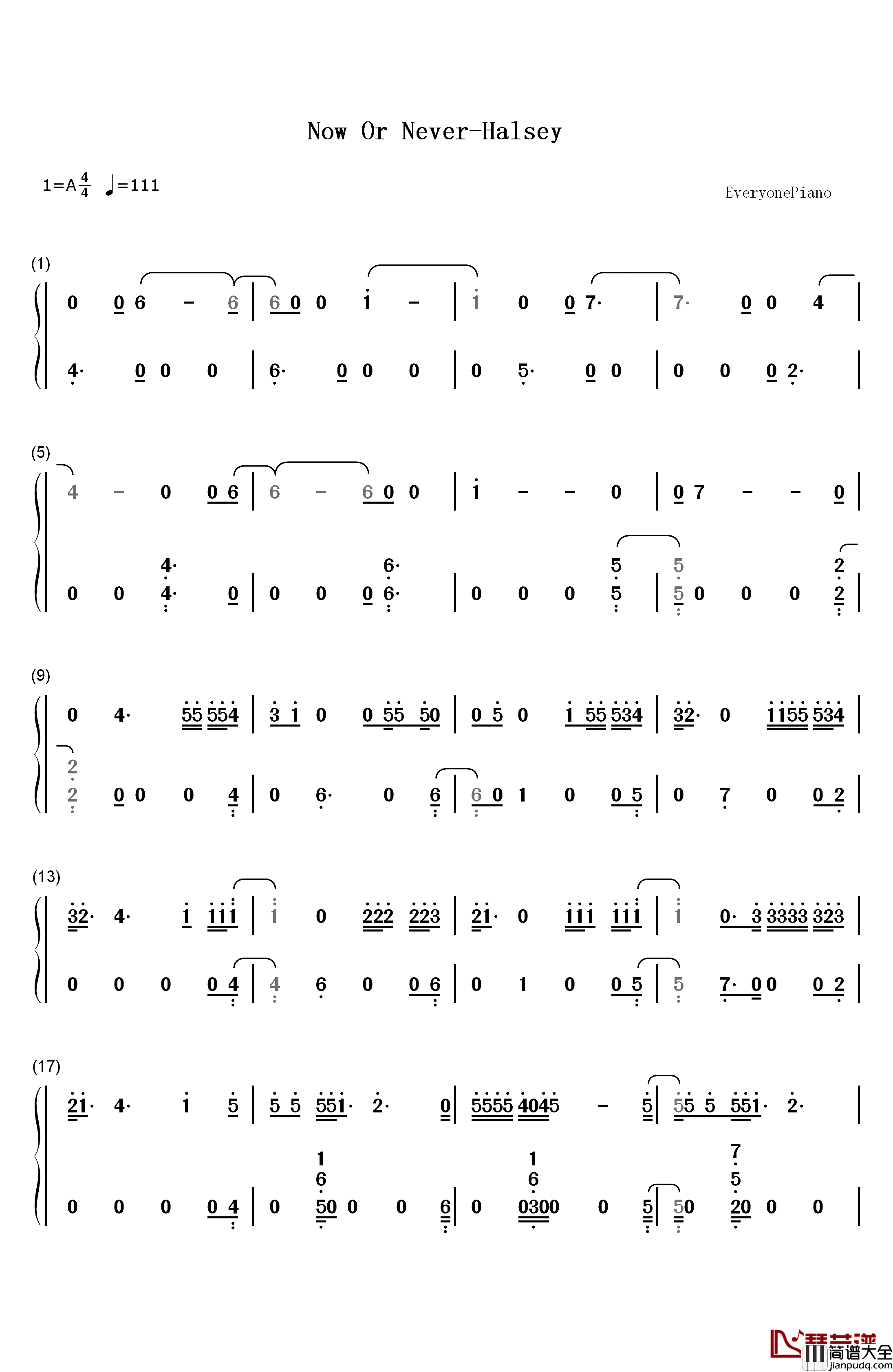 Now_Or_Never钢琴简谱_数字双手_Halsey