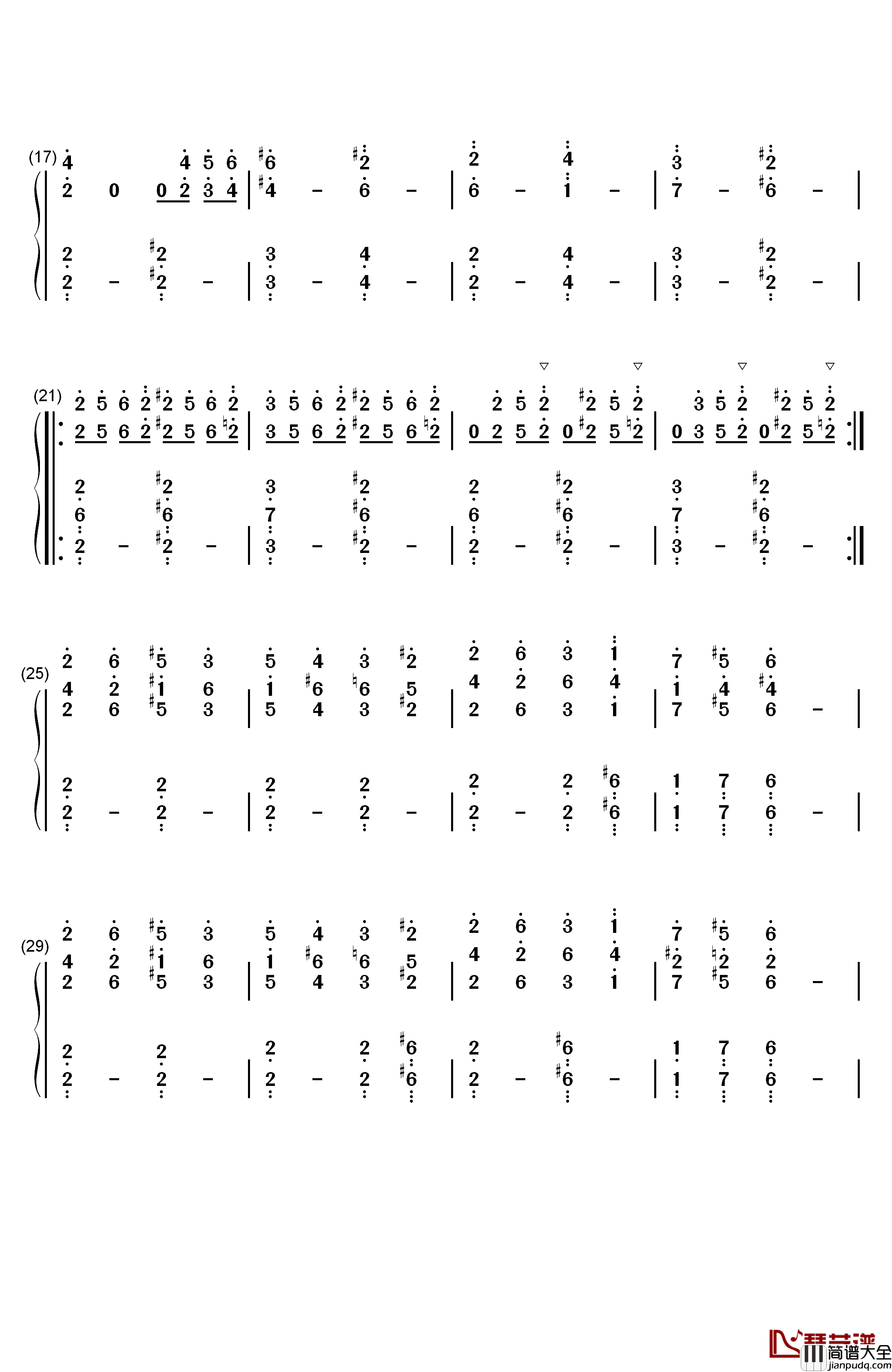 平安のエイリアン钢琴简谱_数字双手_东方Project