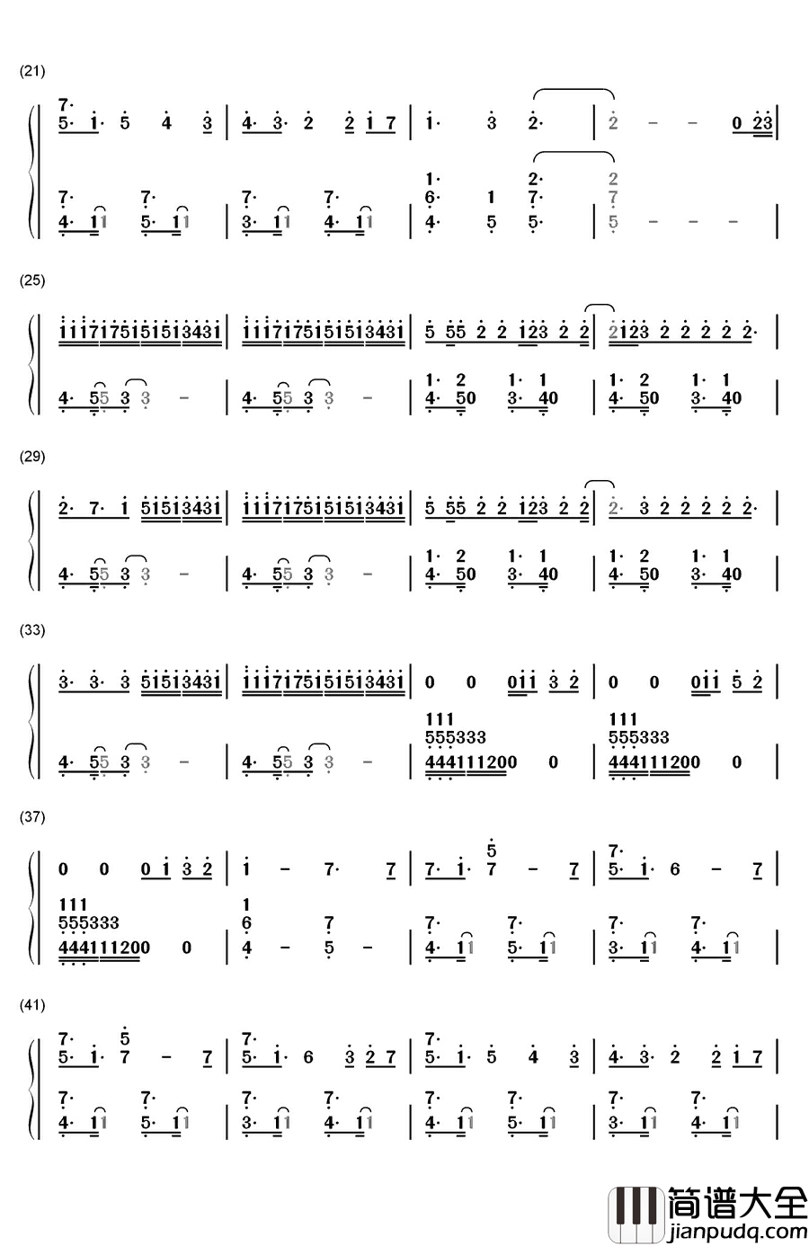 A_Thousand_Miles钢琴简谱_数字双手_Vanessa_Carlton