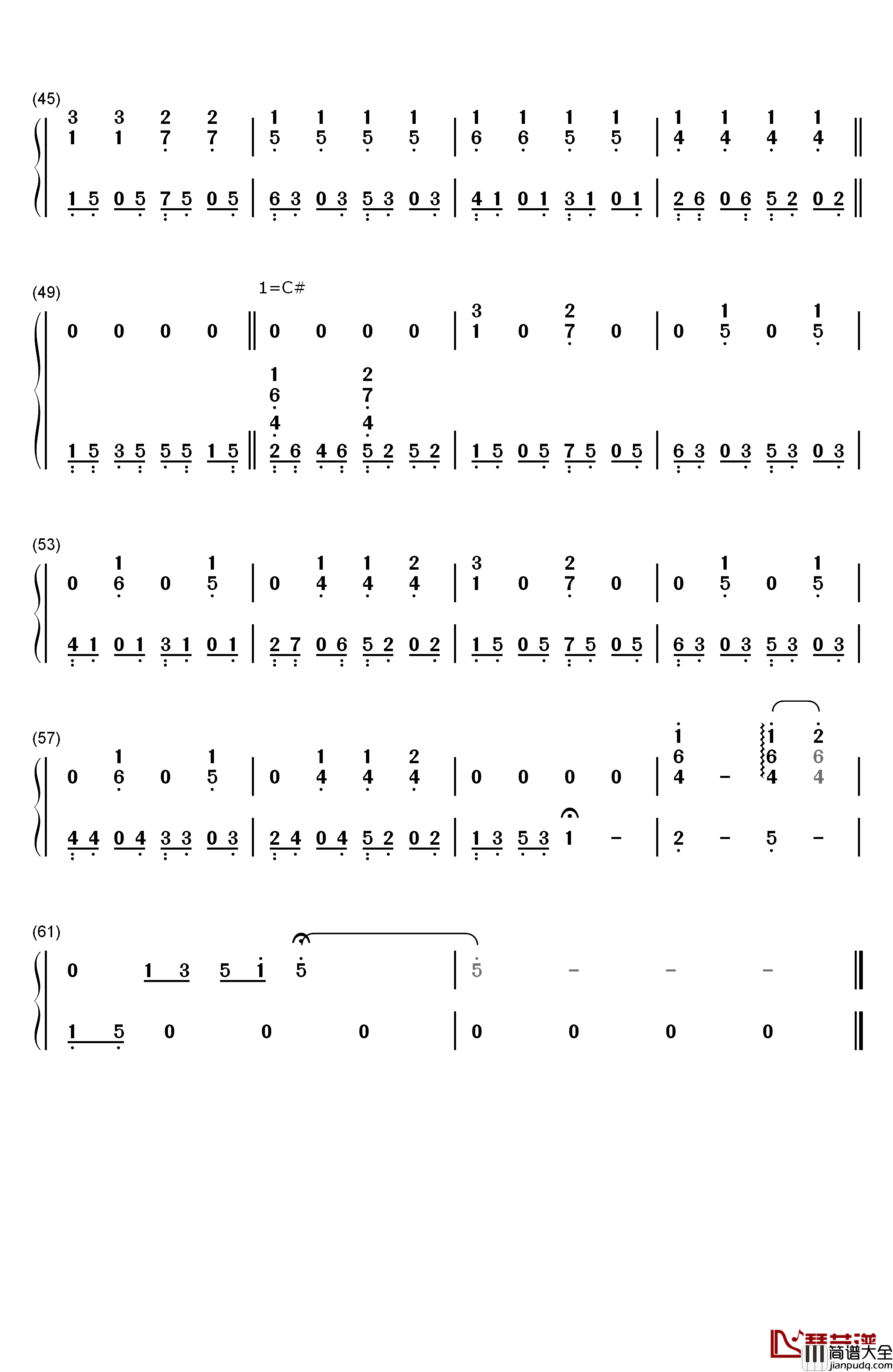 他和她钢琴简谱_数字双手_王源