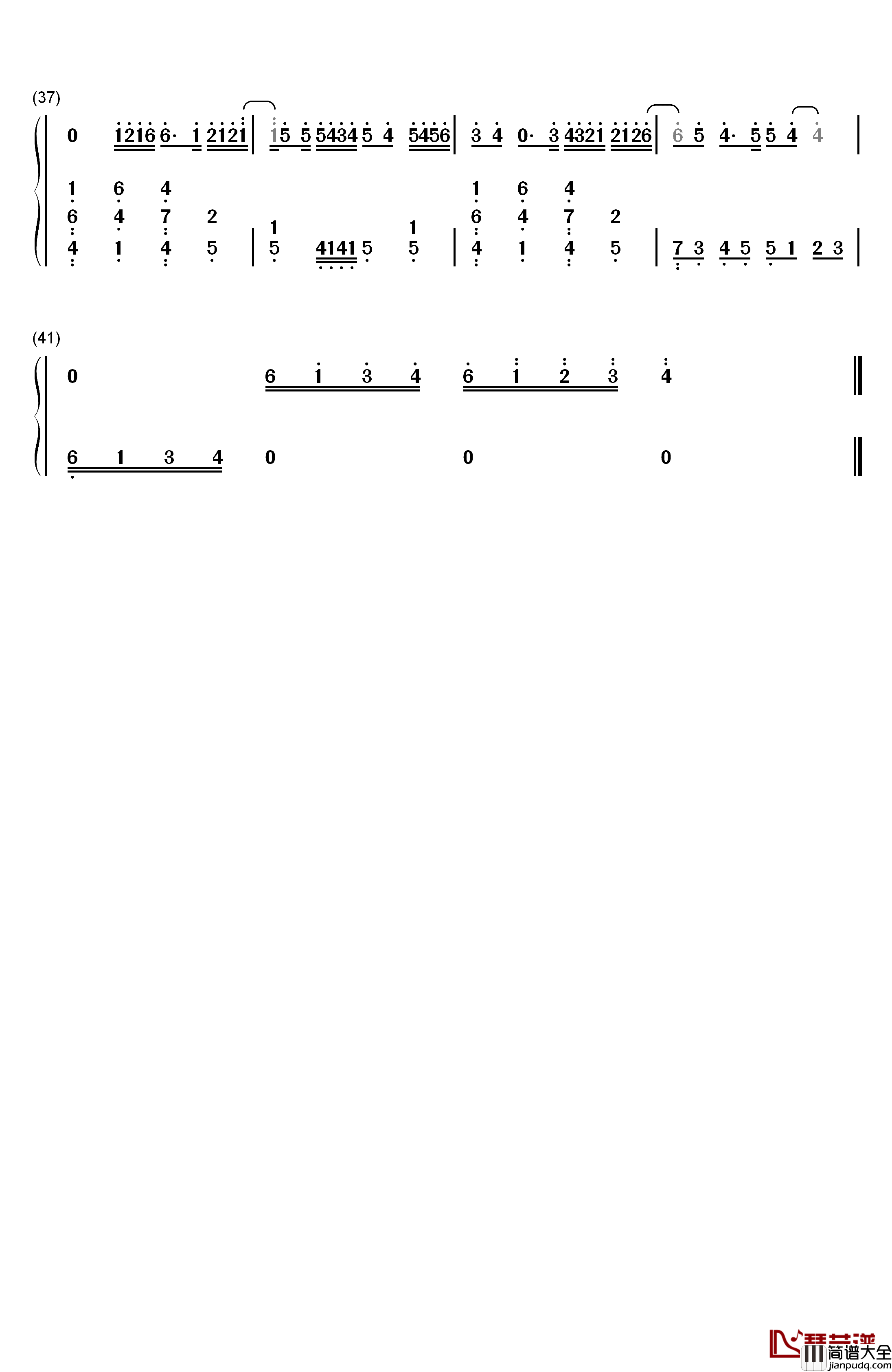 不完美女孩钢琴简谱_数字双手_周冬雨