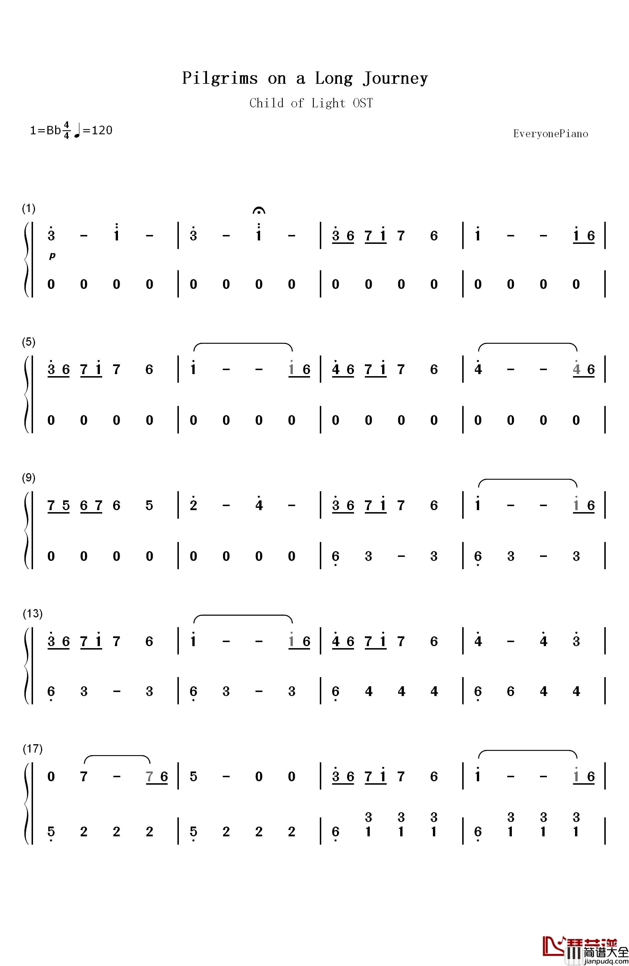Pilgrims_on_a_Long_Journey钢琴简谱_数字双手_Coeur_de_Pirate
