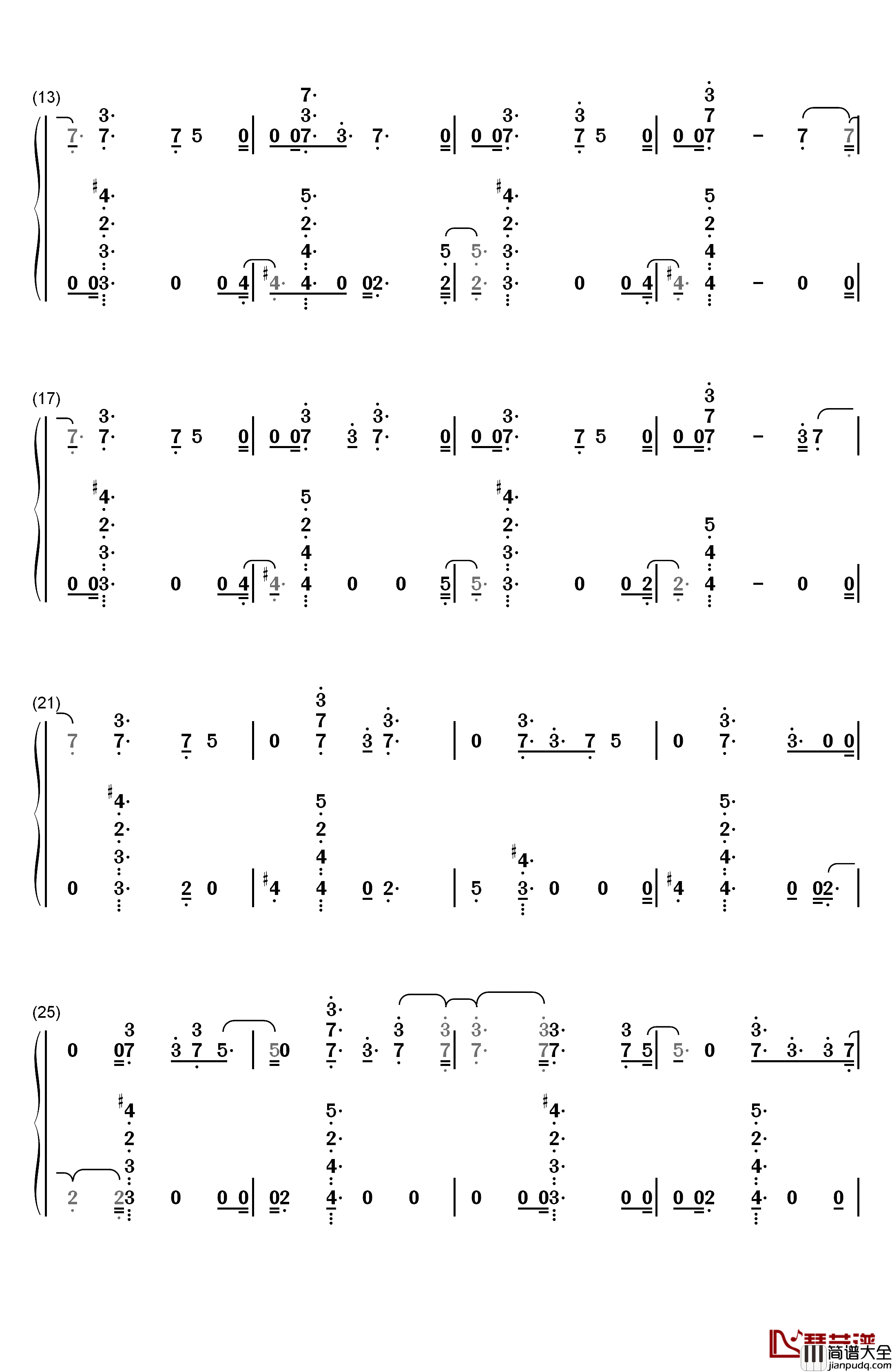 Already_Won钢琴简谱_数字双手_Kehlani
