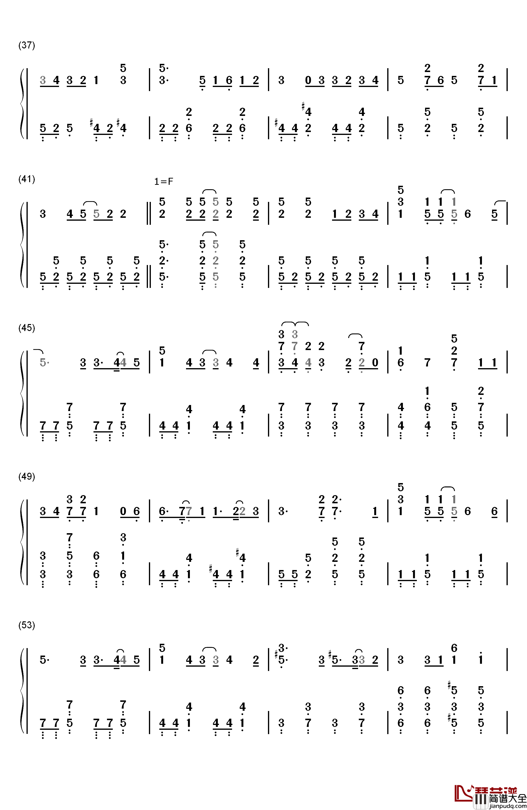 纯真Always钢琴简谱_数字双手_田所梓