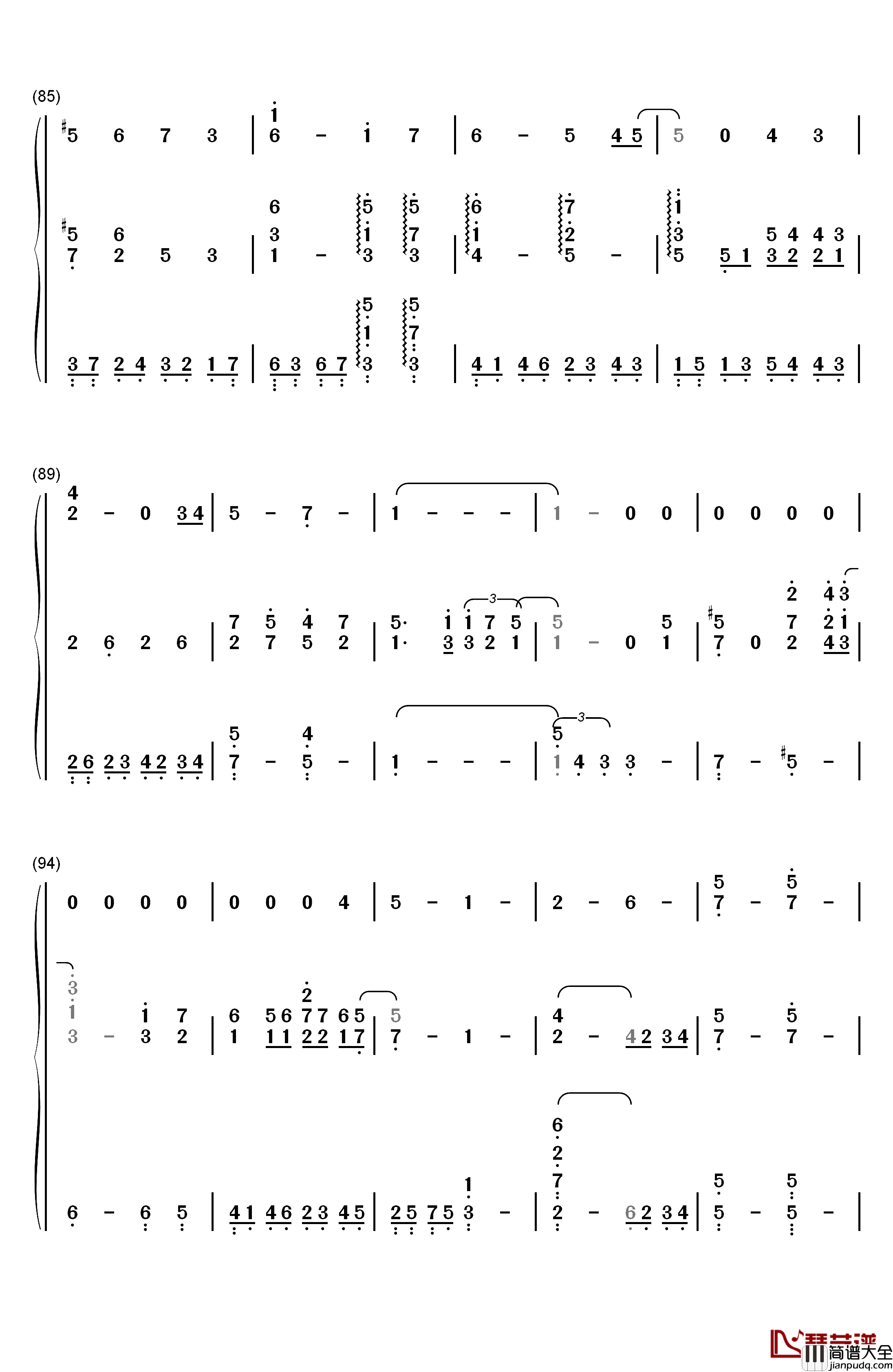 宫崎骏的天空与河流钢琴简谱_数字双手_未知