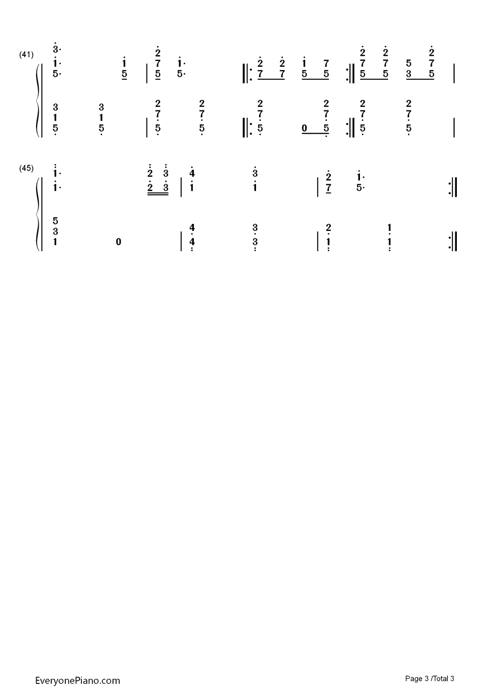 爱我中华钢琴简谱_数字双手_宋祖英