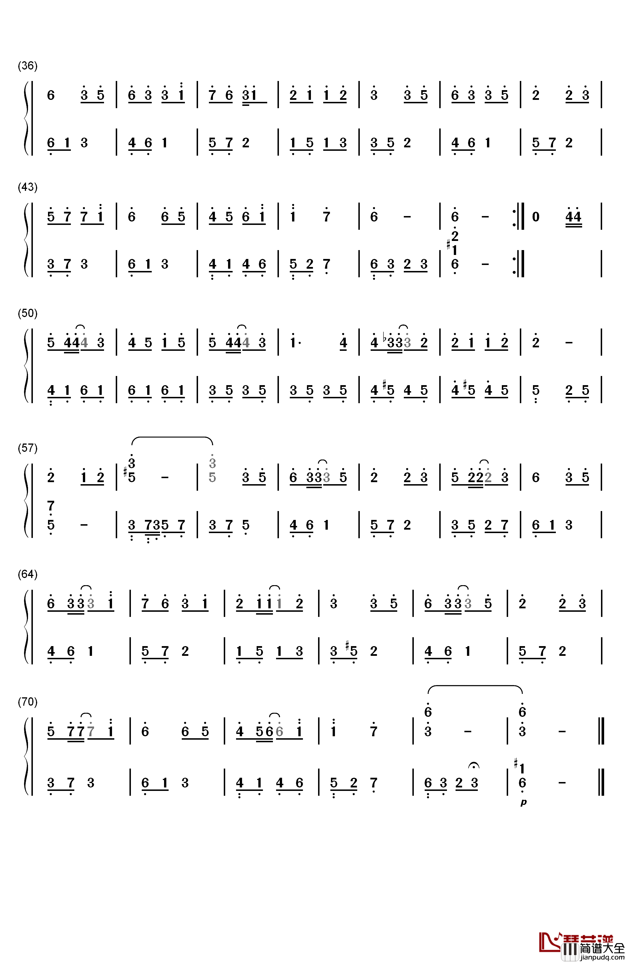 手掌心钢琴简谱_数字双手_丁当