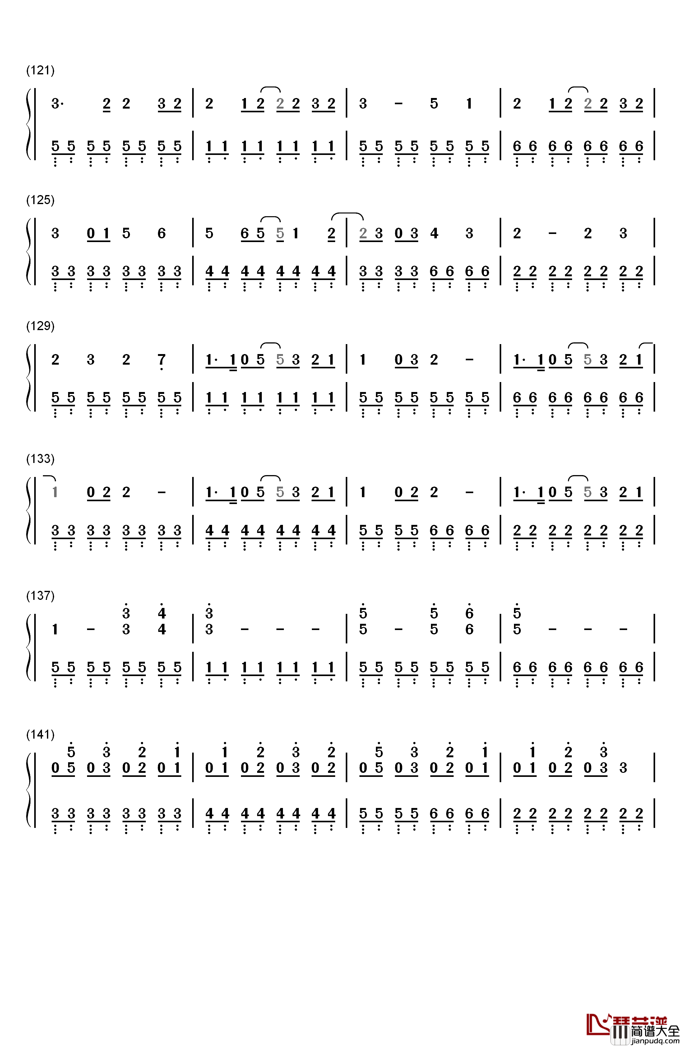 爱言叶钢琴简谱_数字双手_初音ミク