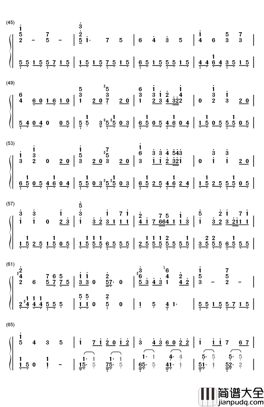 古老的大钟钢琴简谱_数字双手_平井坚
