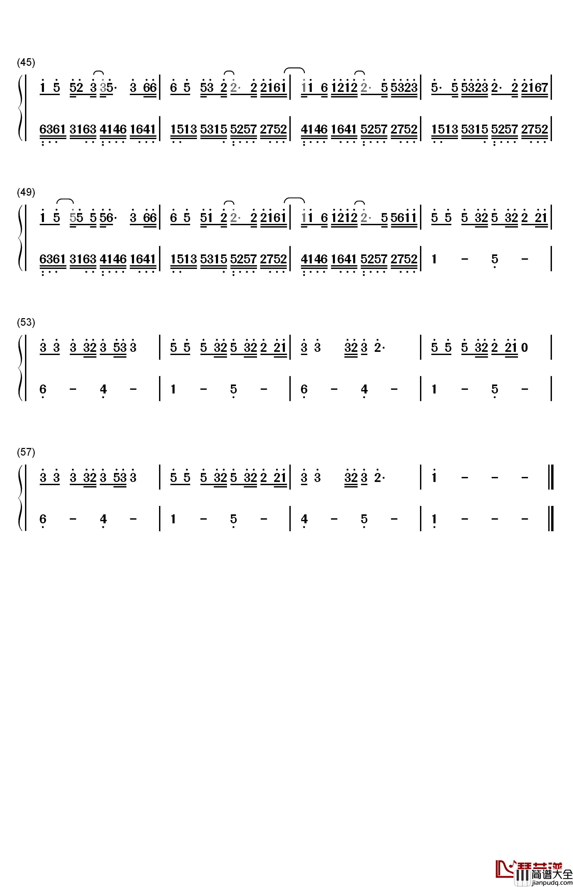 去年夏天钢琴简谱_数字双手_王大毛