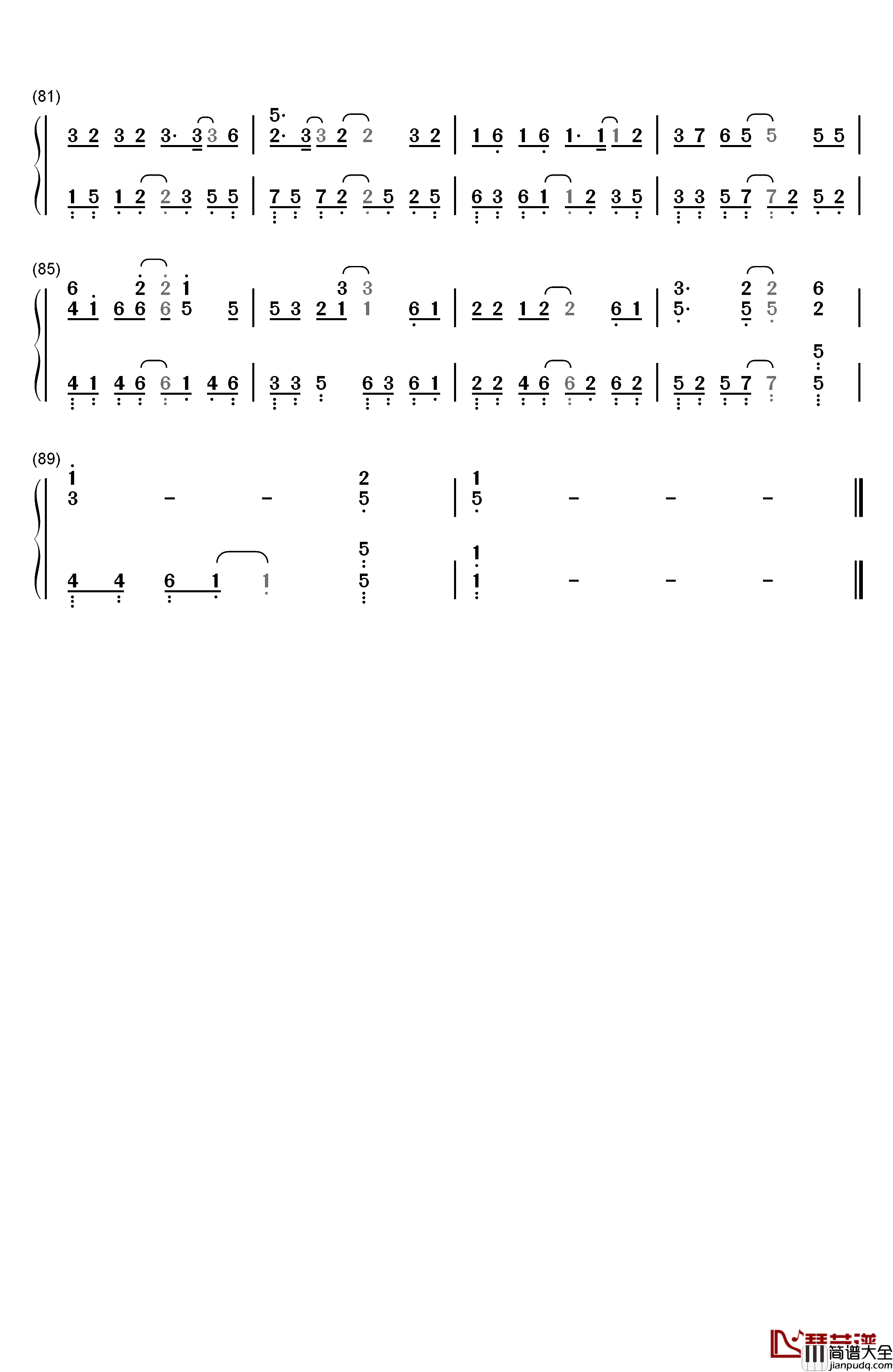 原来占据你内心的人不是我钢琴简谱_数字双手_贺一航