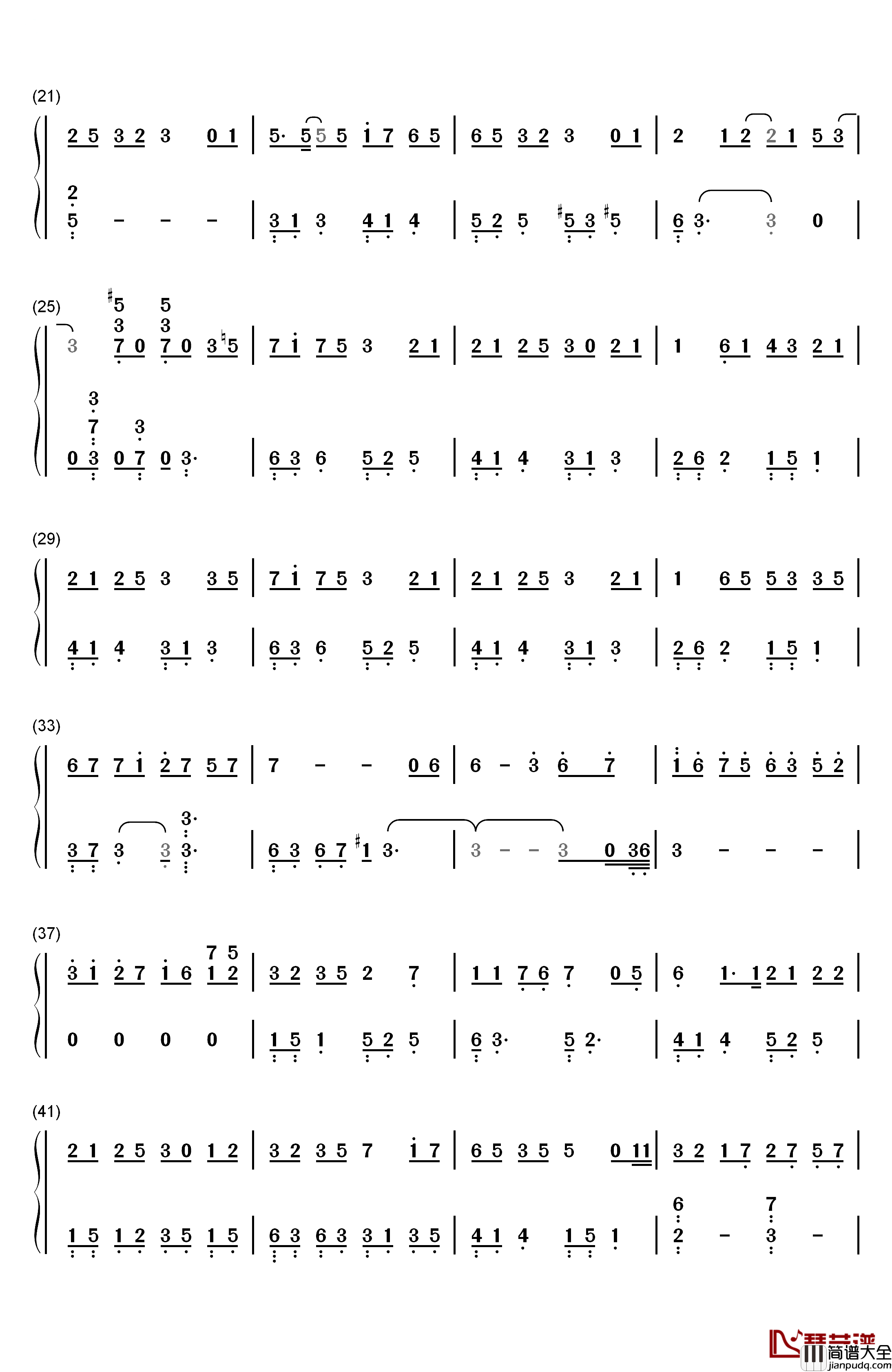 深海少女钢琴简谱_数字双手_东京塔子_RandF