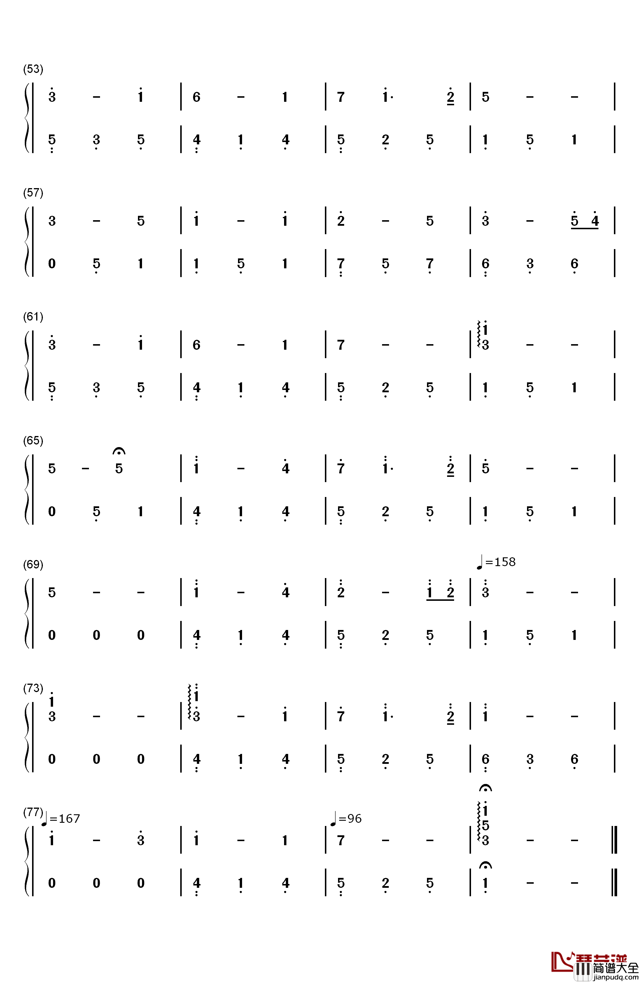 拥有Masbfca钢琴简谱_数字双手_几米