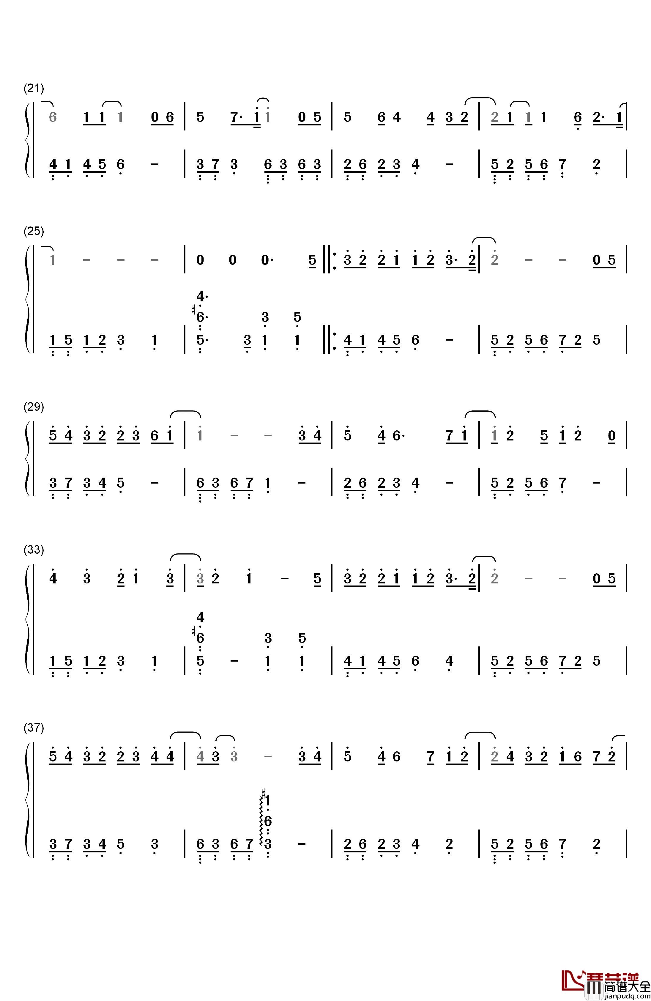 失落沙洲钢琴简谱_数字双手_徐佳莹LaLa