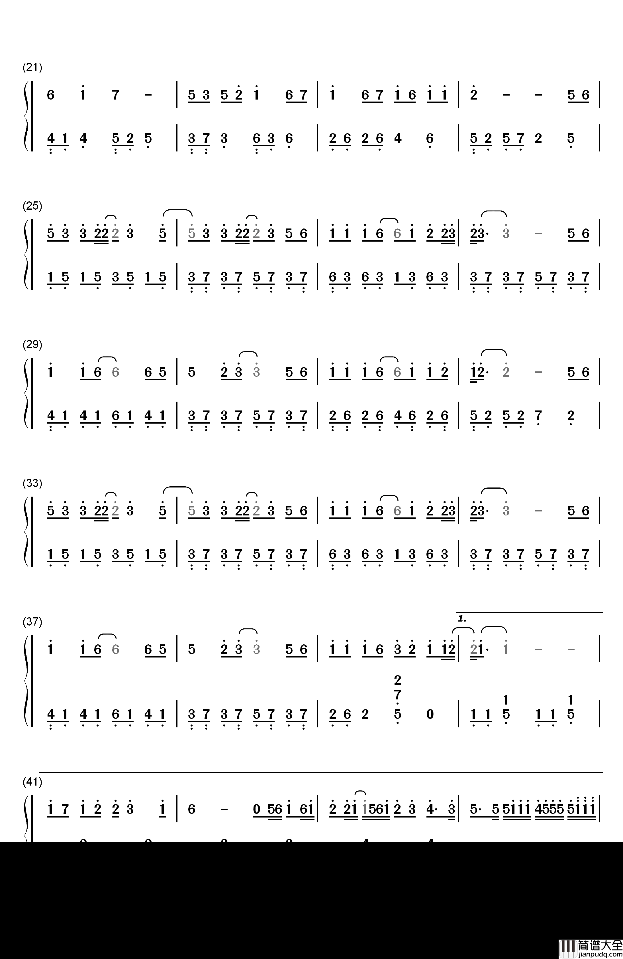 再见只是陌生人钢琴简谱_数字双手_庄心妍