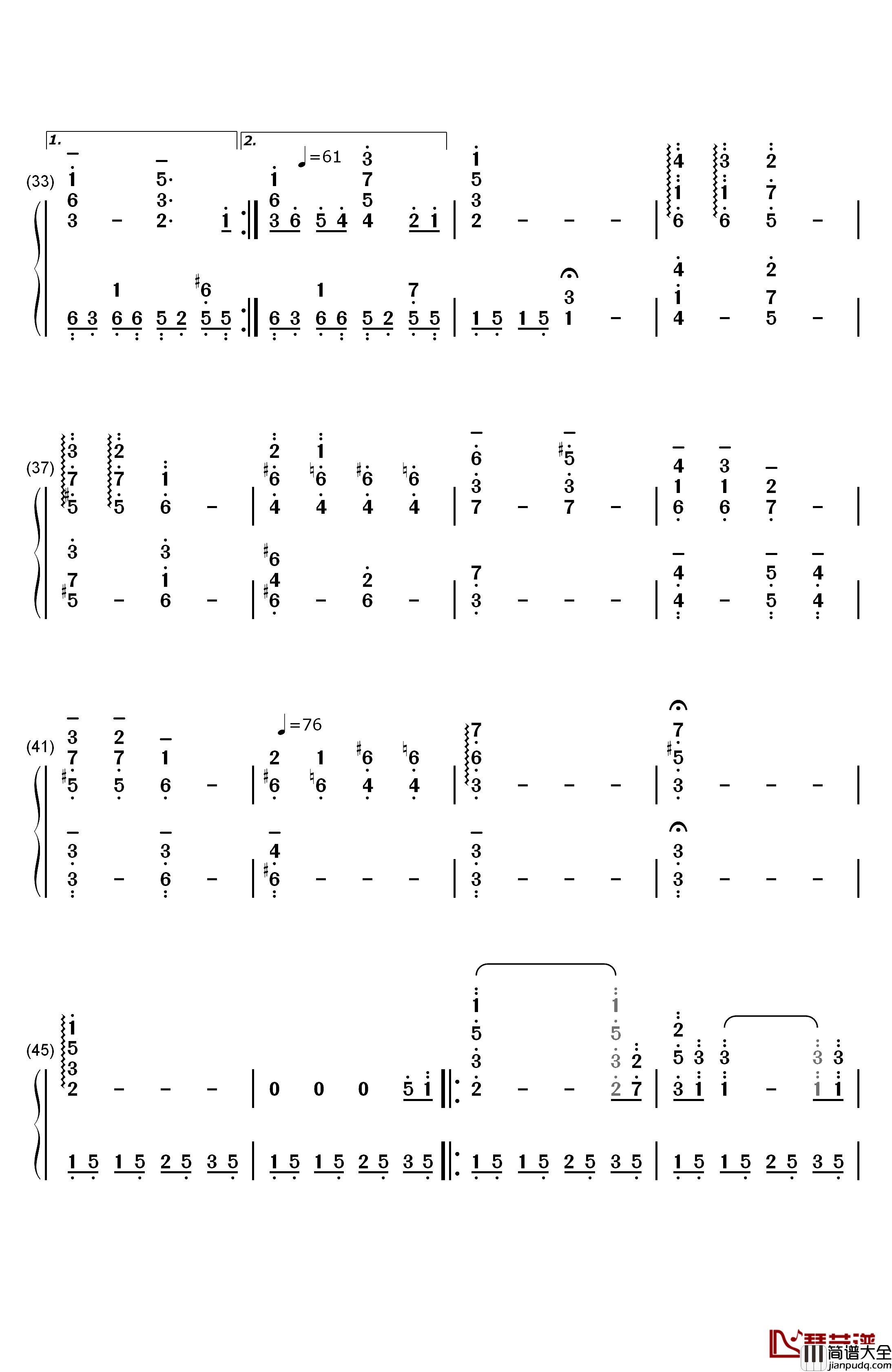 阿希达卡与珊_钢琴简谱_数字双手_久石让_宫崎骏