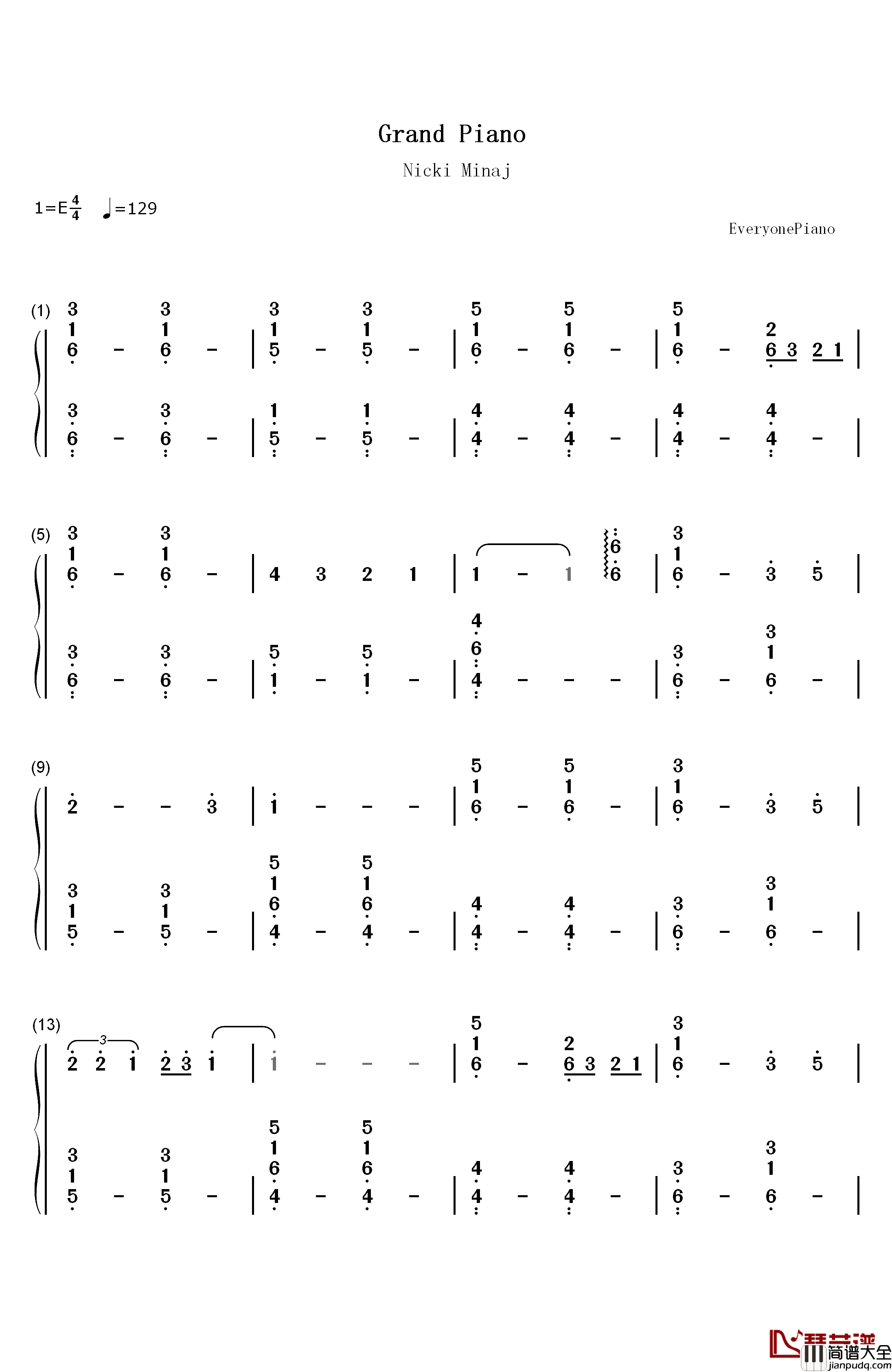 Grand_Piano钢琴简谱_数字双手_Nicki_Minaj