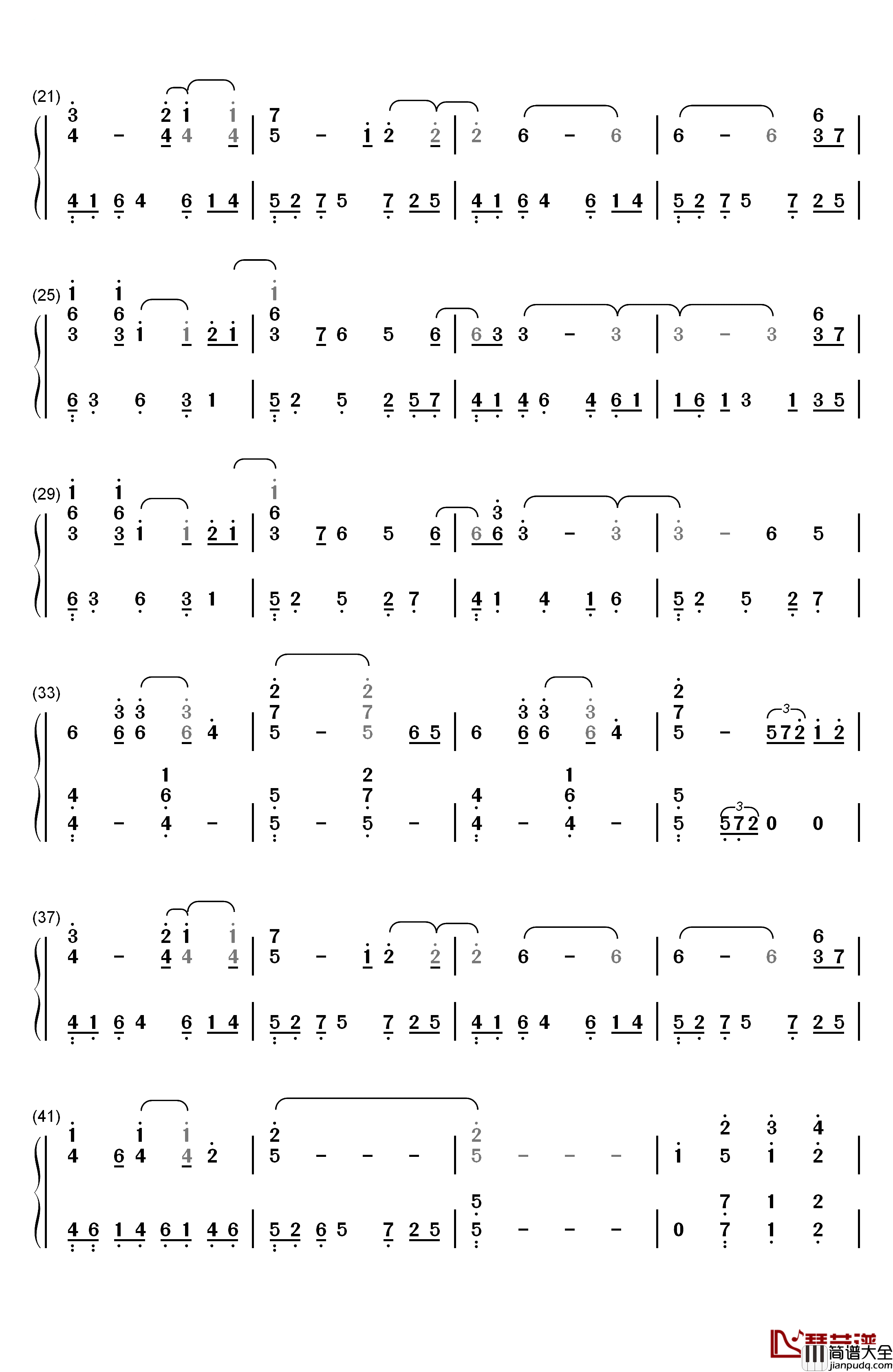 BIRD钢琴简谱_数字双手_松下优也
