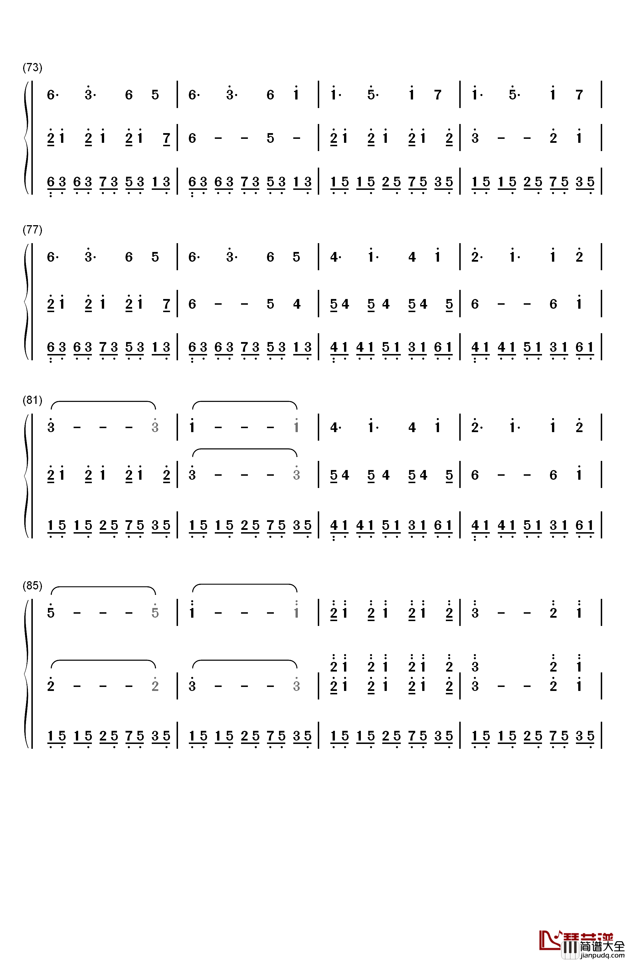 Wind钢琴简谱_数字双手_Brian_Crain
