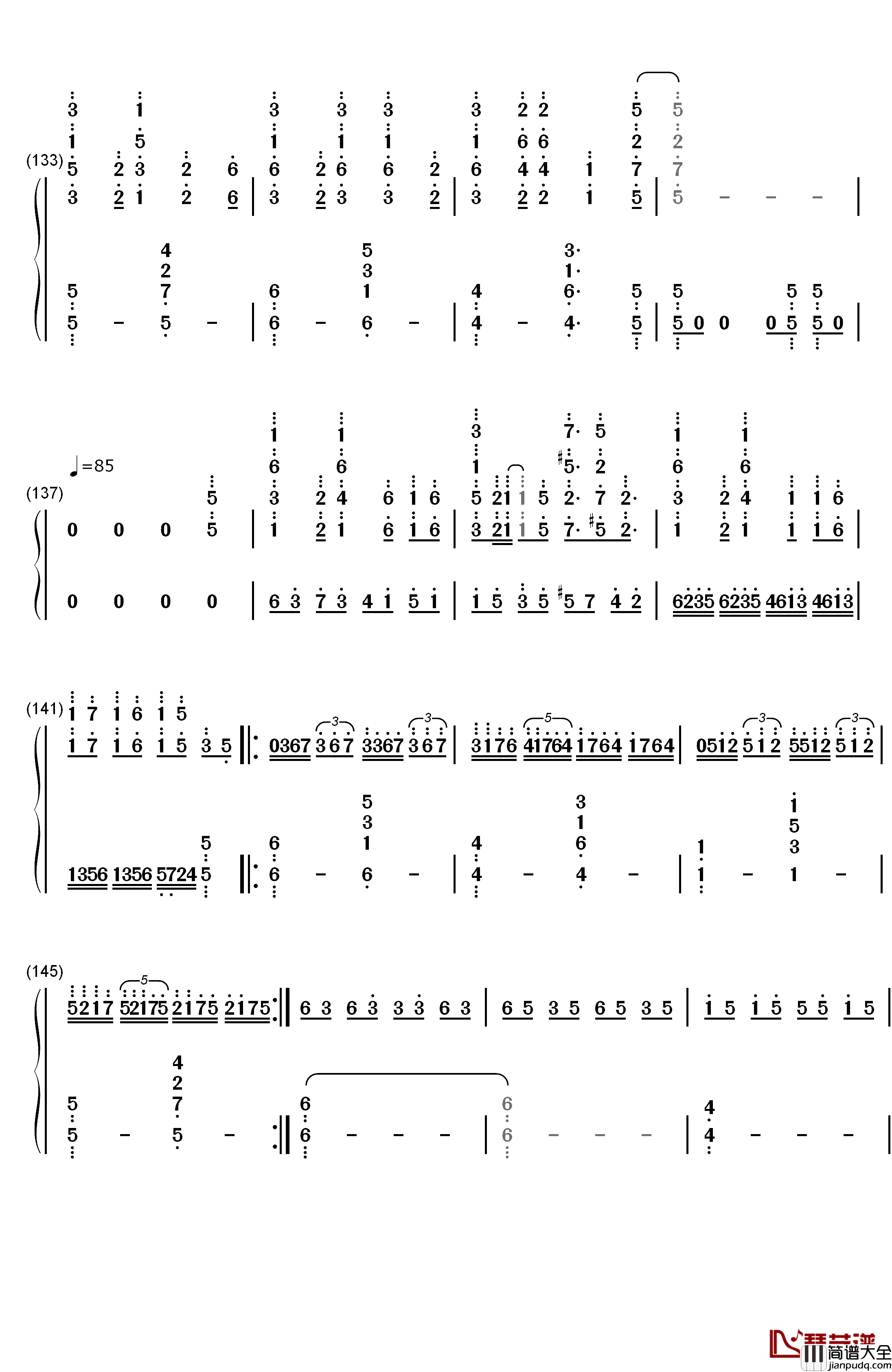 梦回还钢琴简谱_数字双手_呦猫UNEKO