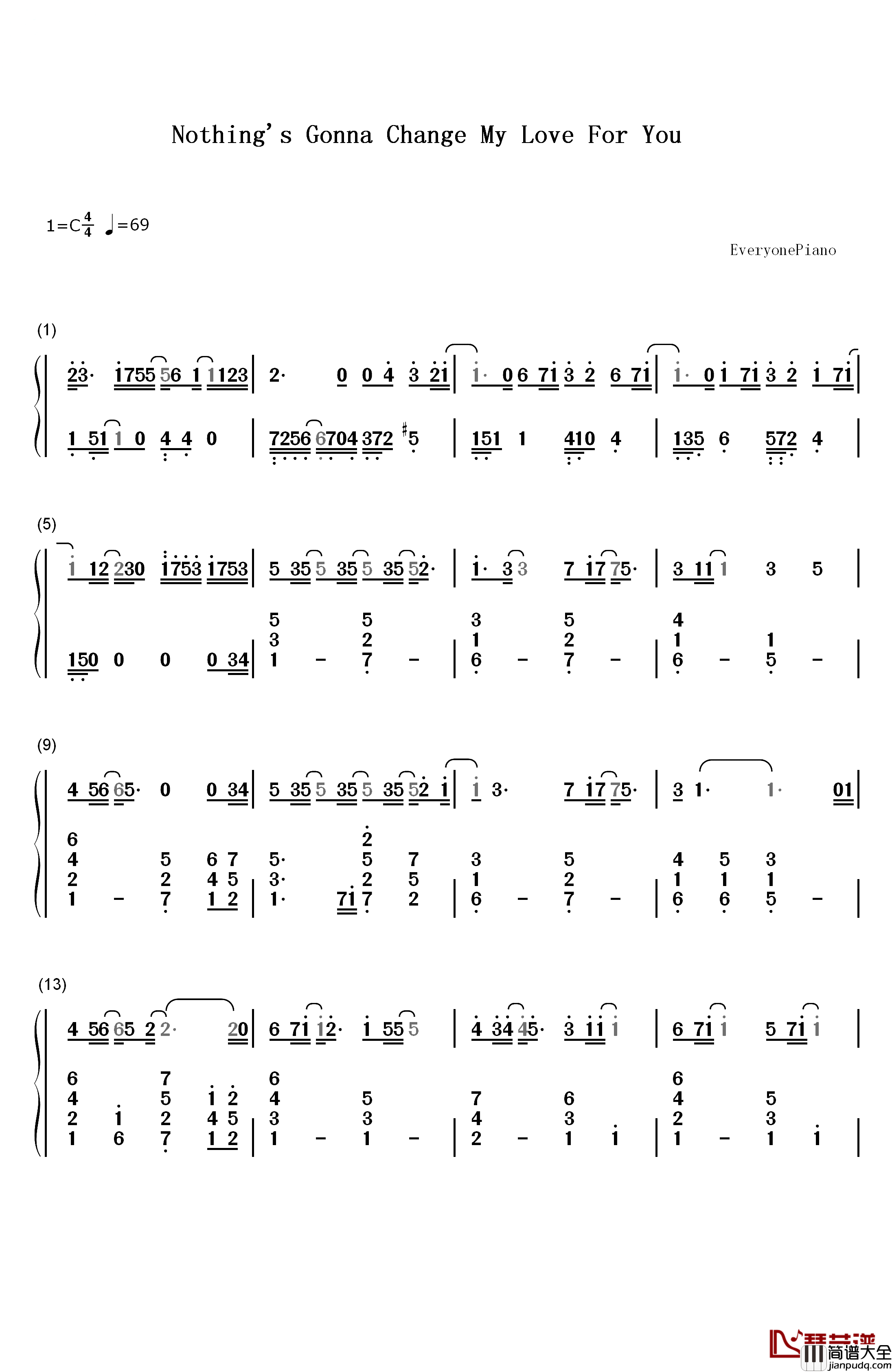 Nothing's_Gonna_Change_My_Love_for_You钢琴简谱_数字双手_George_Benson