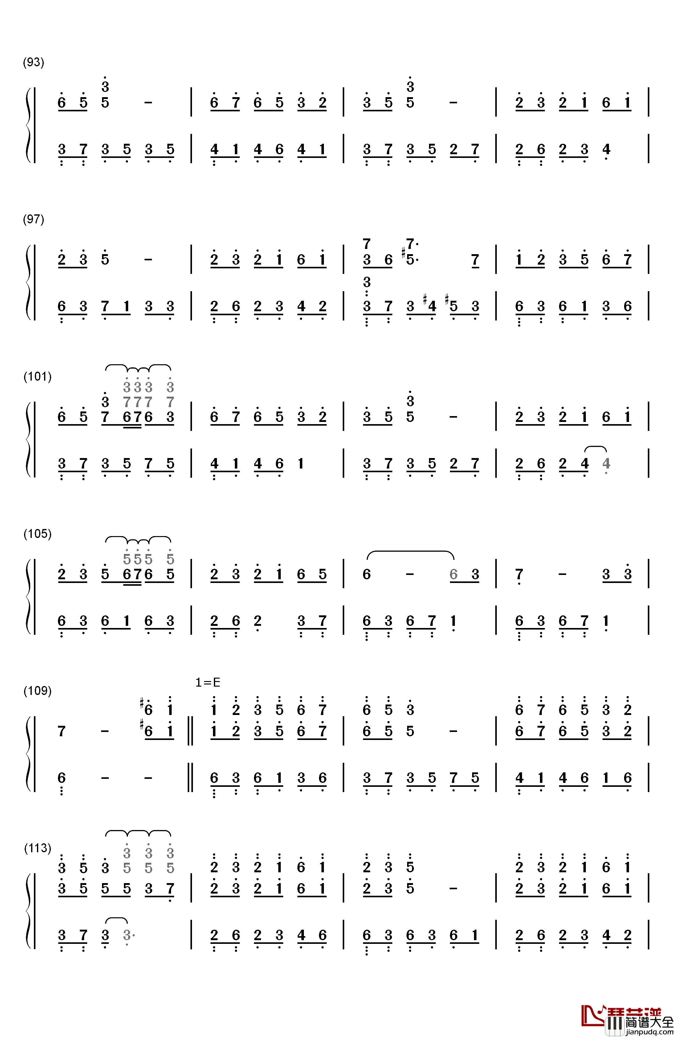 小小钢琴简谱_数字双手_小小_容祖儿