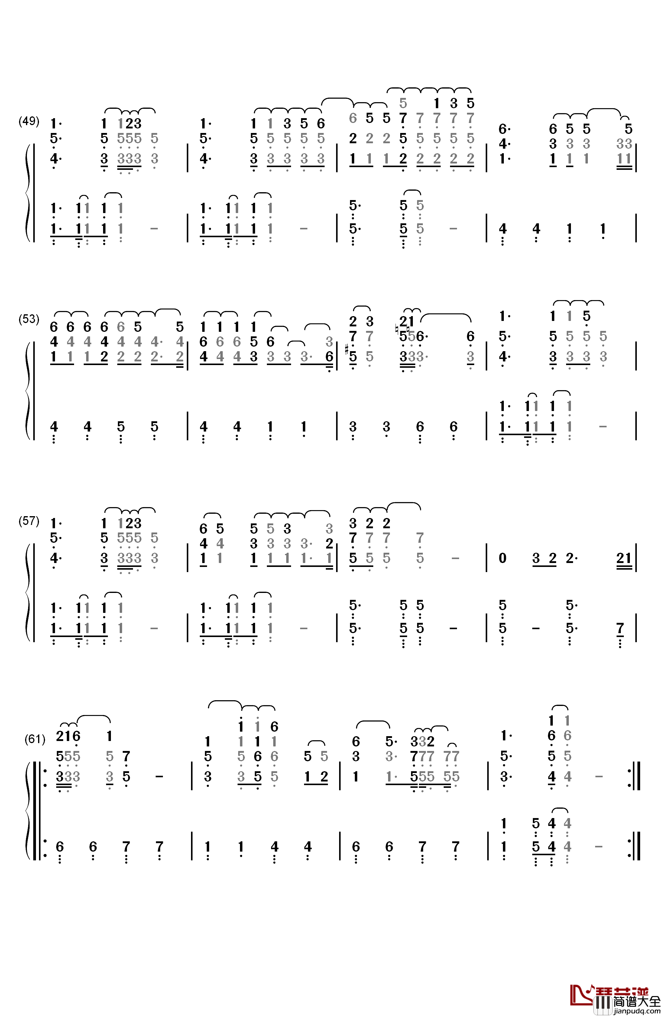 True_Colors钢琴简谱_数字双手_Cyndi_Lauper