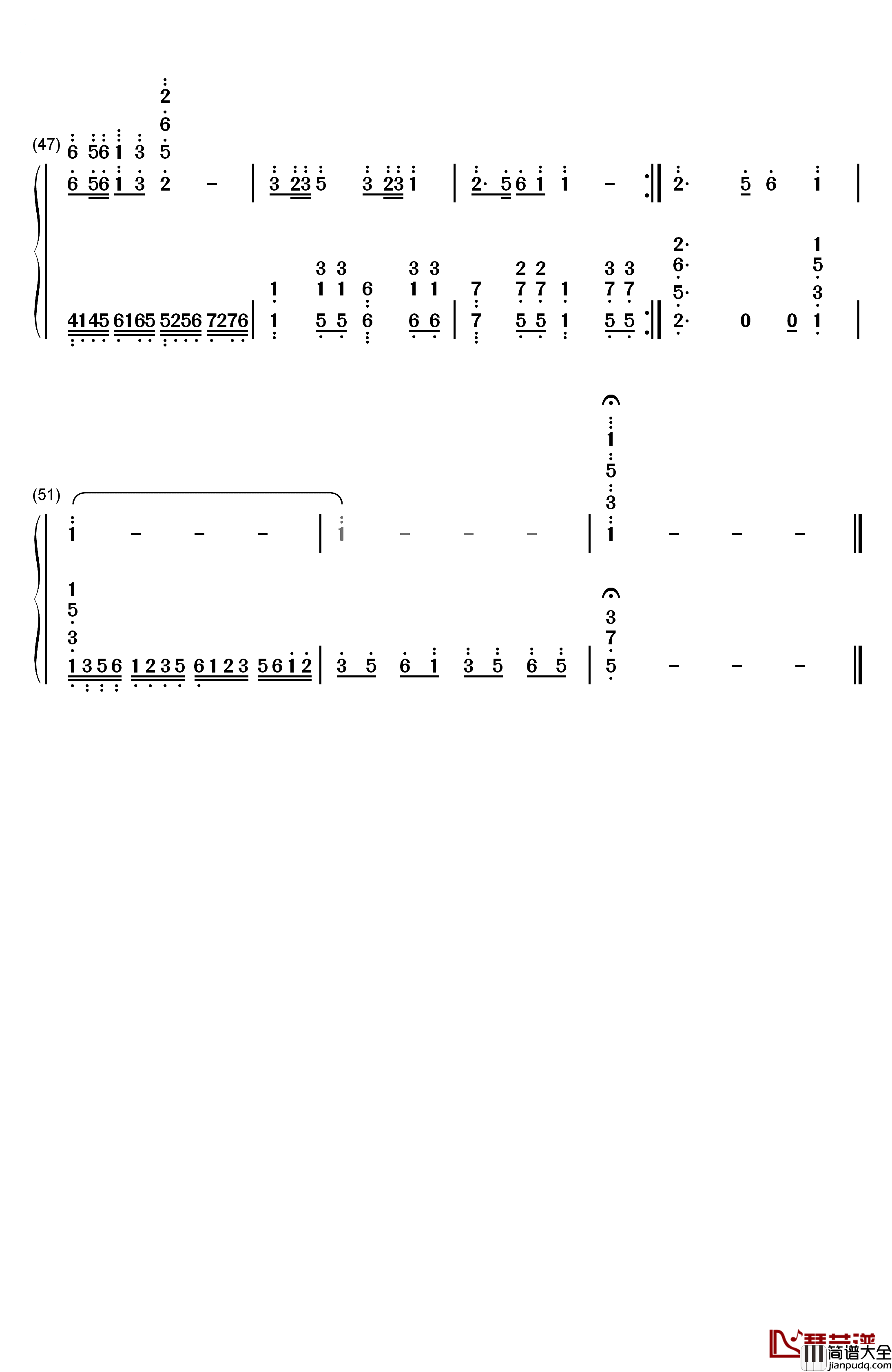游子吟钢琴简谱_数字双手_谷建芬