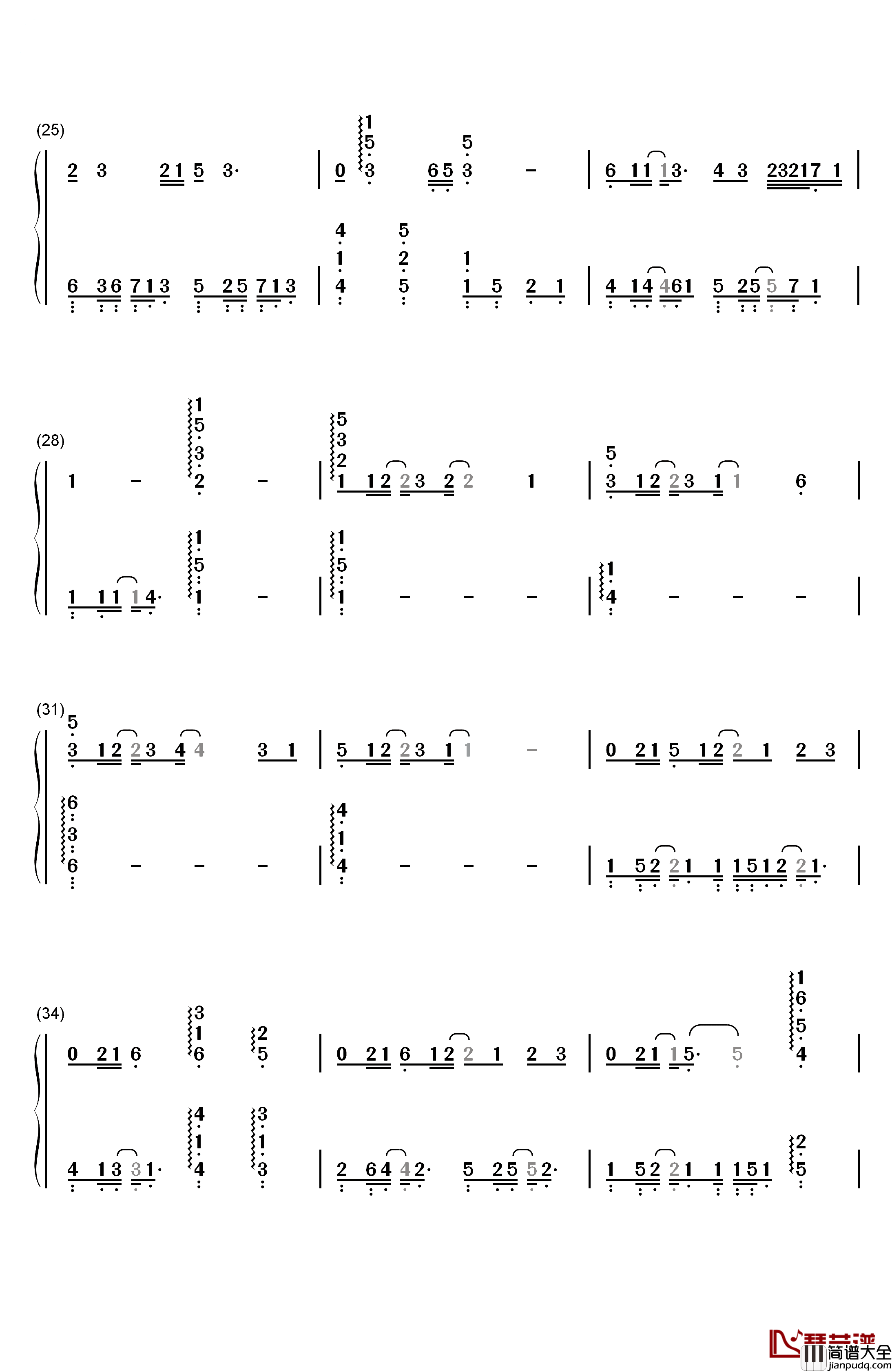 平凡的一天钢琴简谱_数字双手_毛不易