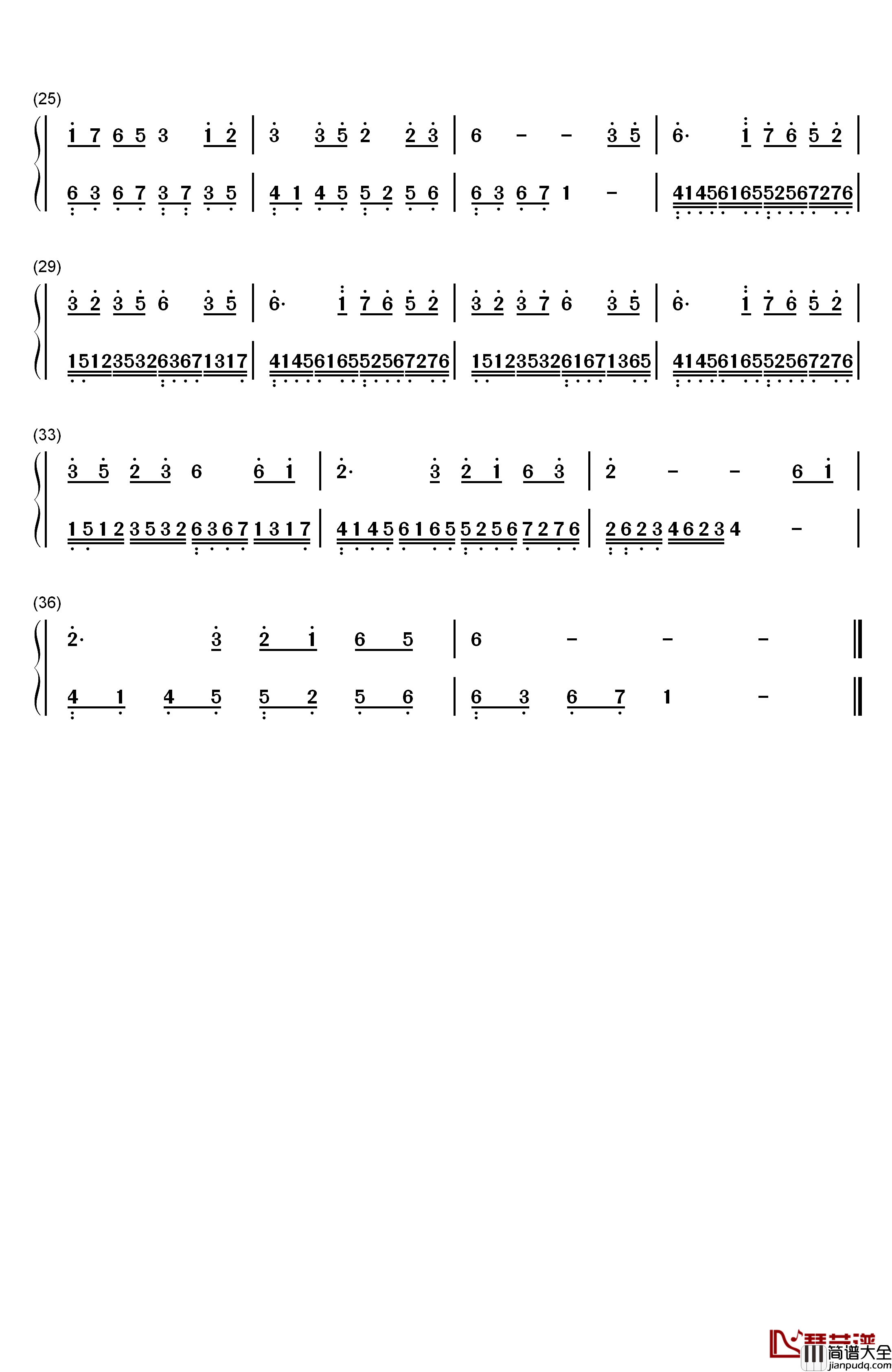 分飞钢琴简谱_数字双手_徐怀钰