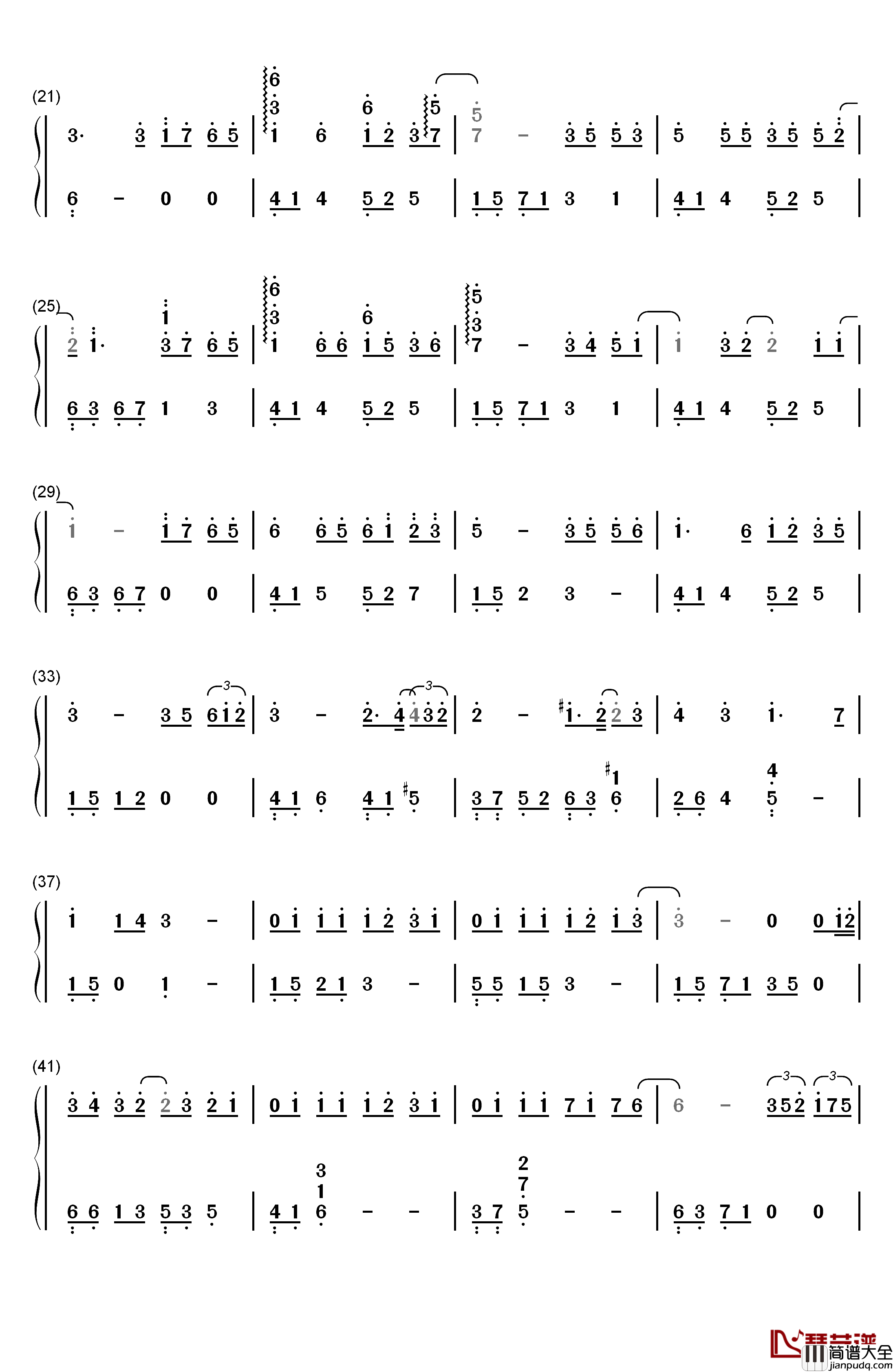 虹之间钢琴简谱_数字双手_金贵晟