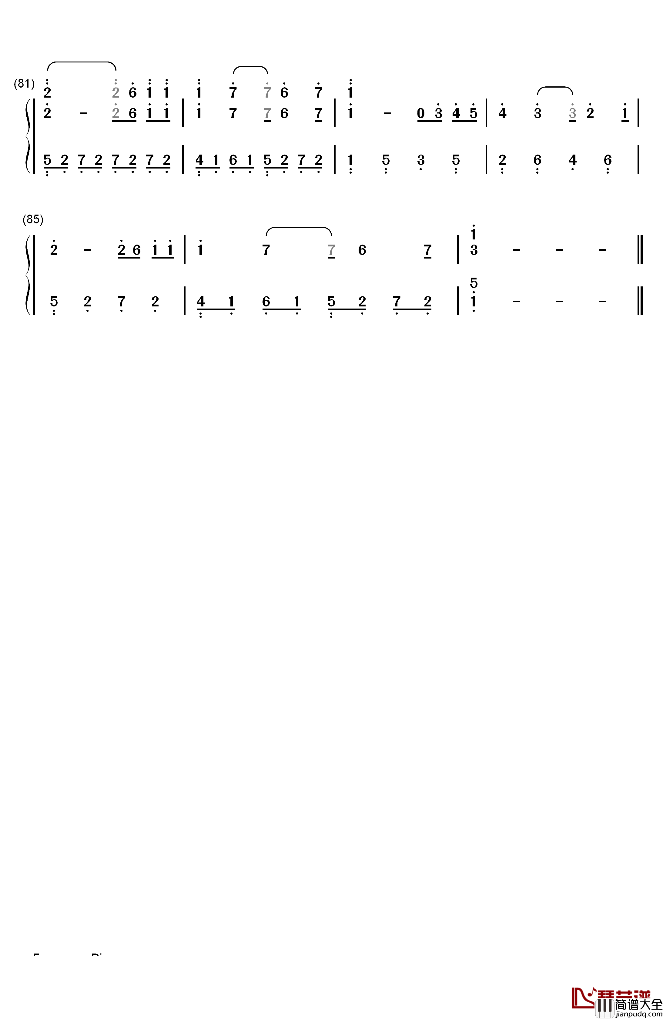 午后的出发钢琴简谱_数字双手_理查德.克莱德曼