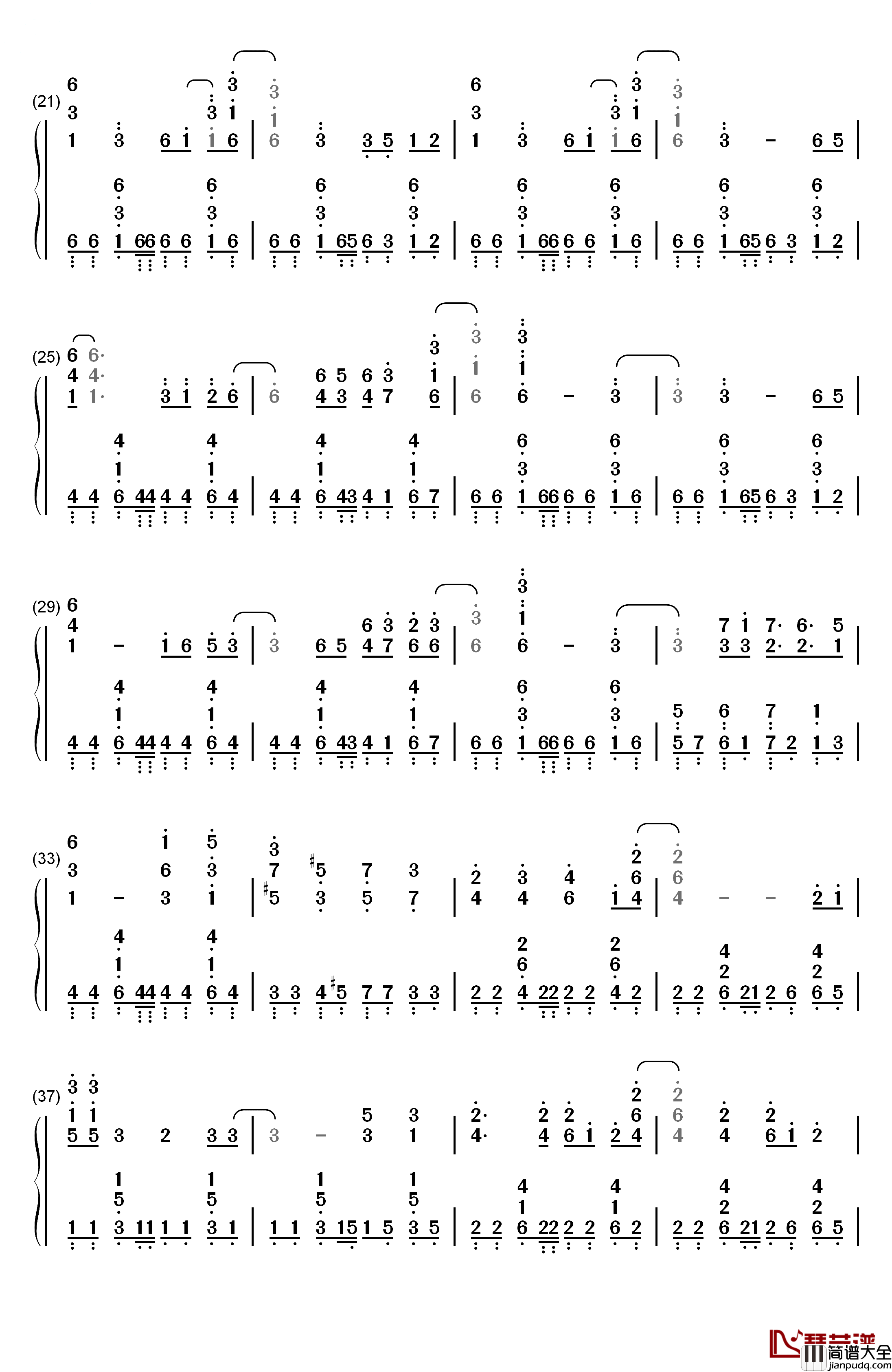 神様お願い钢琴简谱_数字双手_ハナエ(EMI音乐)