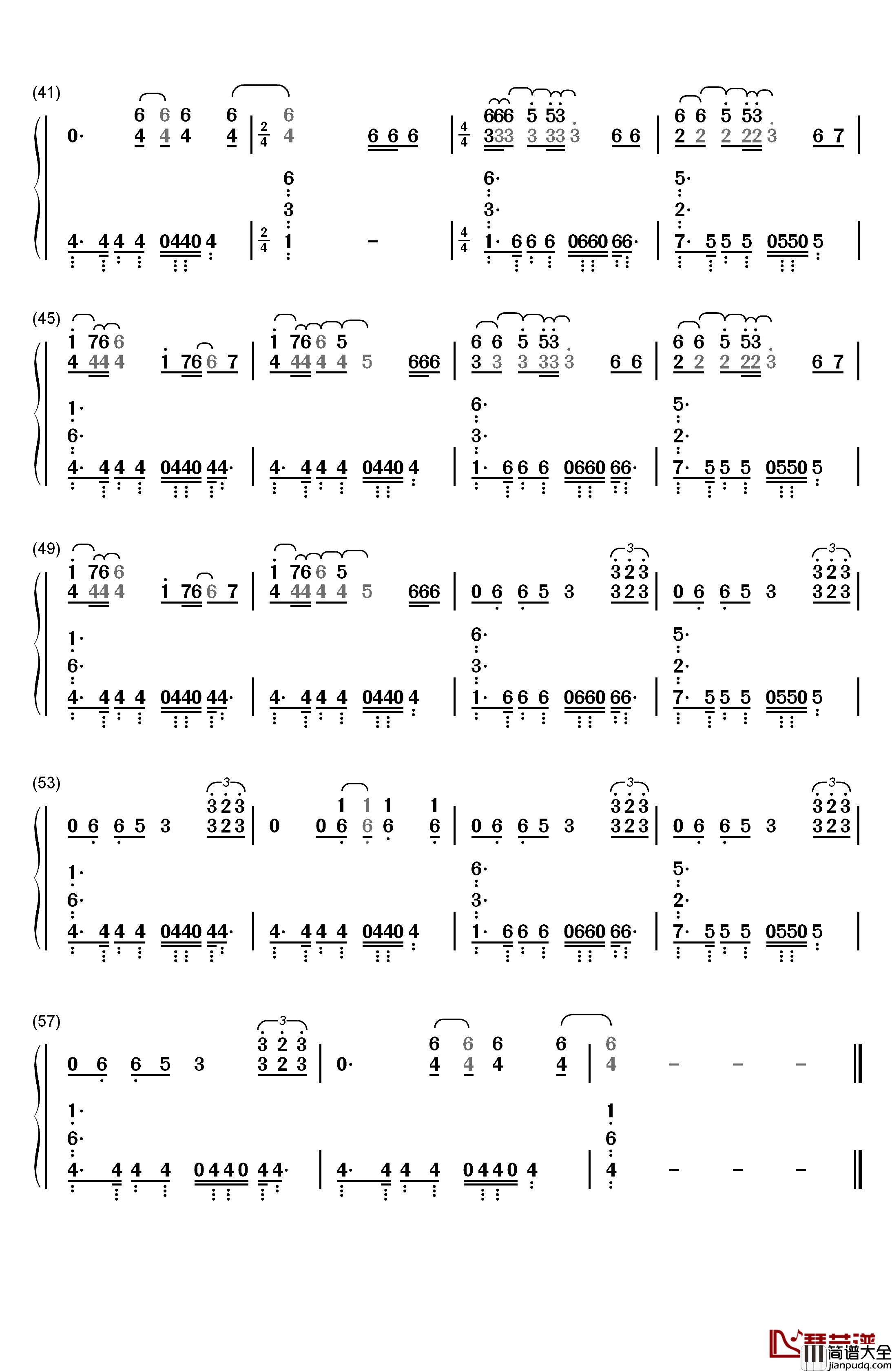 Animals钢琴简谱_数字双手_Maroon_5